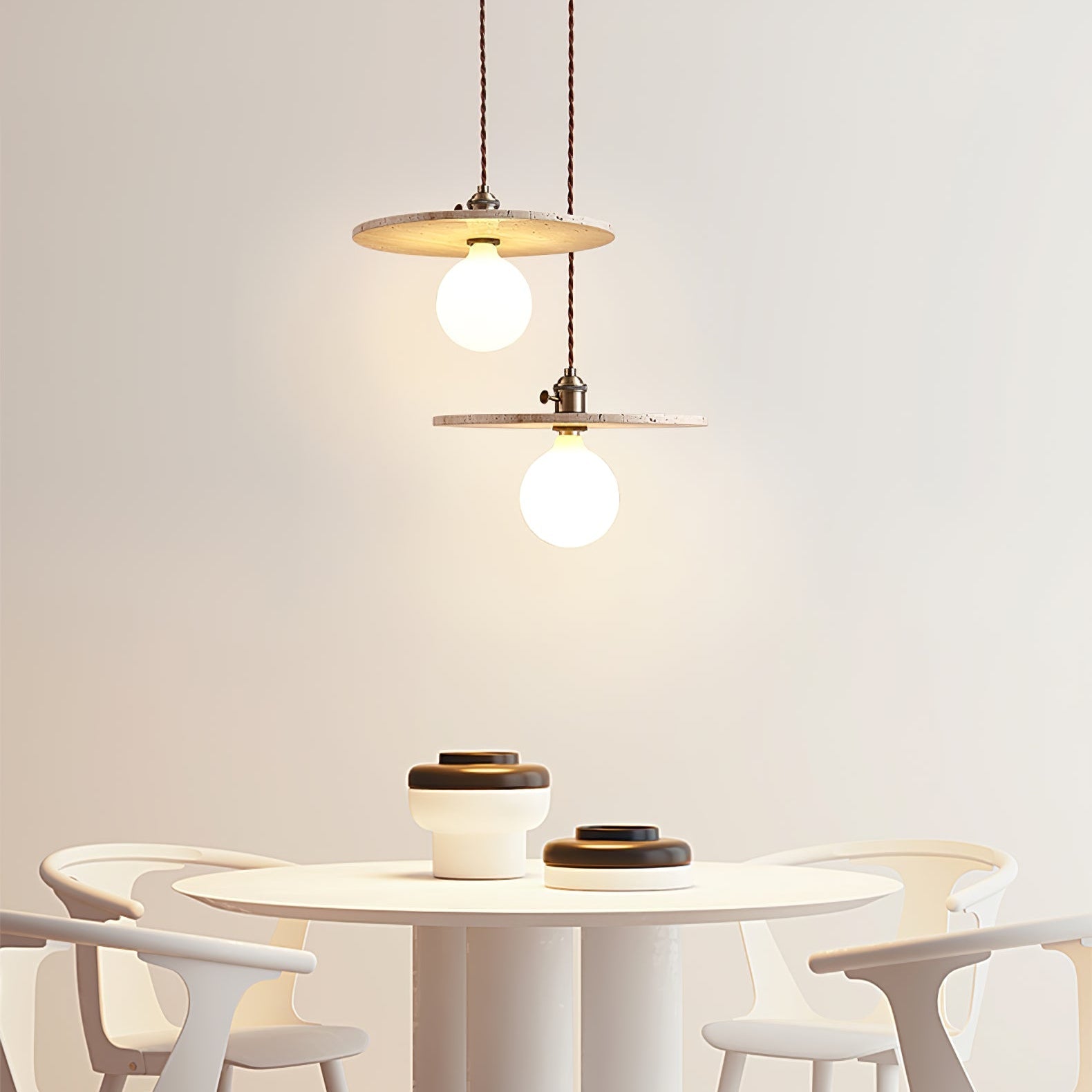 Nico Minimalist Travertine Pendant Light-Neutral Decor