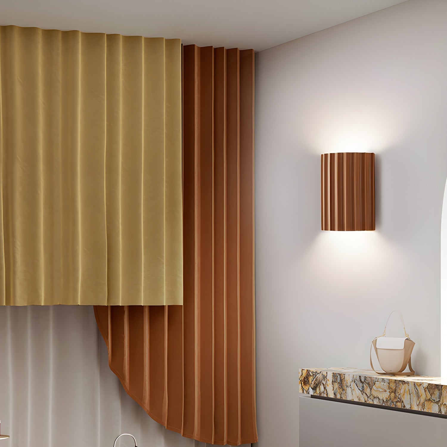 Ivvinen Nordic Art Ribbed Resin Wall Lamp-Neutral Decor