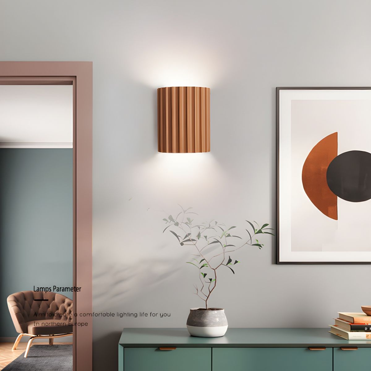 Ivvinen Nordic Art Ribbed Resin Wall Lamp-Neutral Decor