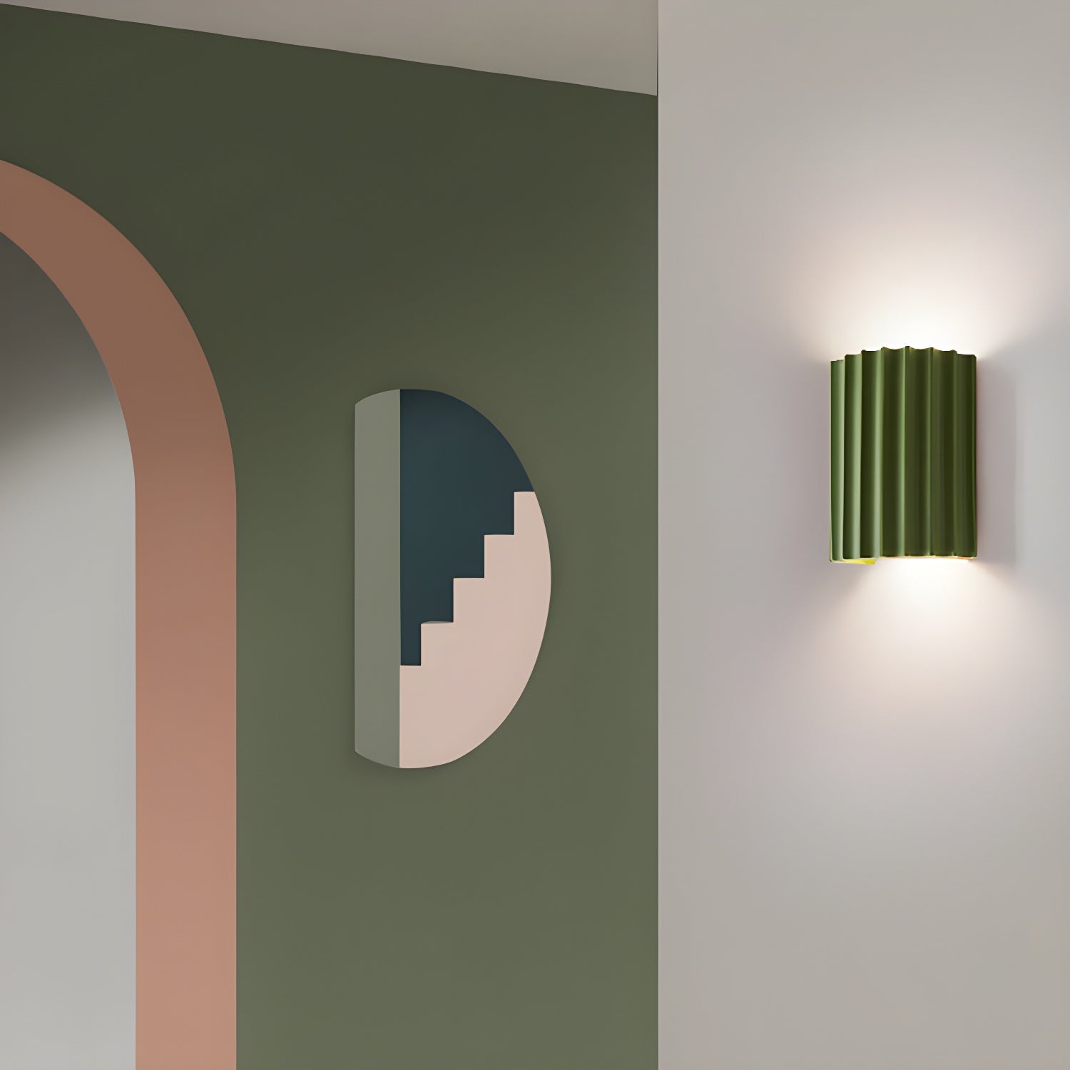 Ivvinen Nordic Art Ribbed Resin Wall Lamp-Neutral Decor