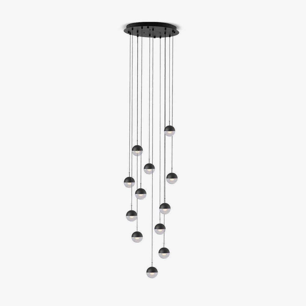 Zaneth Pendant Lamp Steel Glass Multi Drop Minimalist Staircase-Neutral Decor