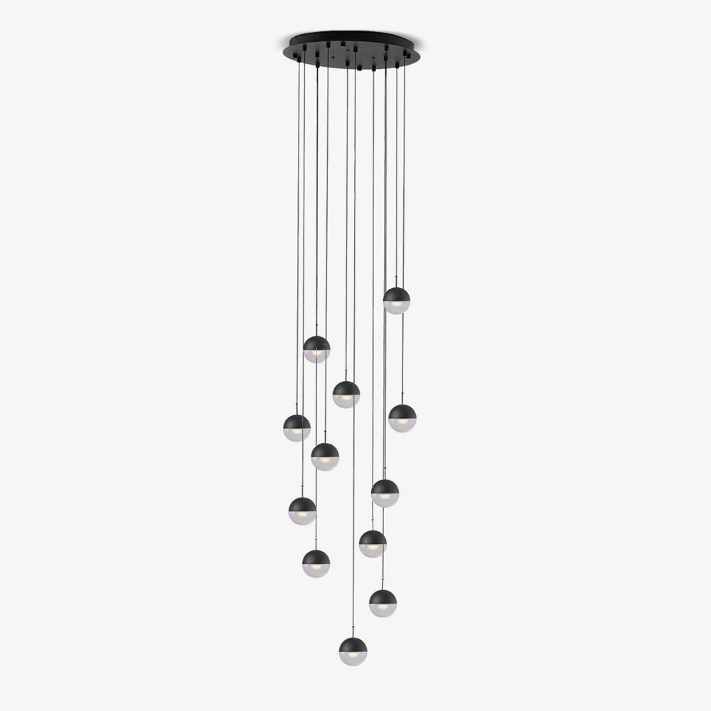 Zaneth Pendant Lamp Steel Glass Multi Drop Minimalist Staircase-Neutral Decor