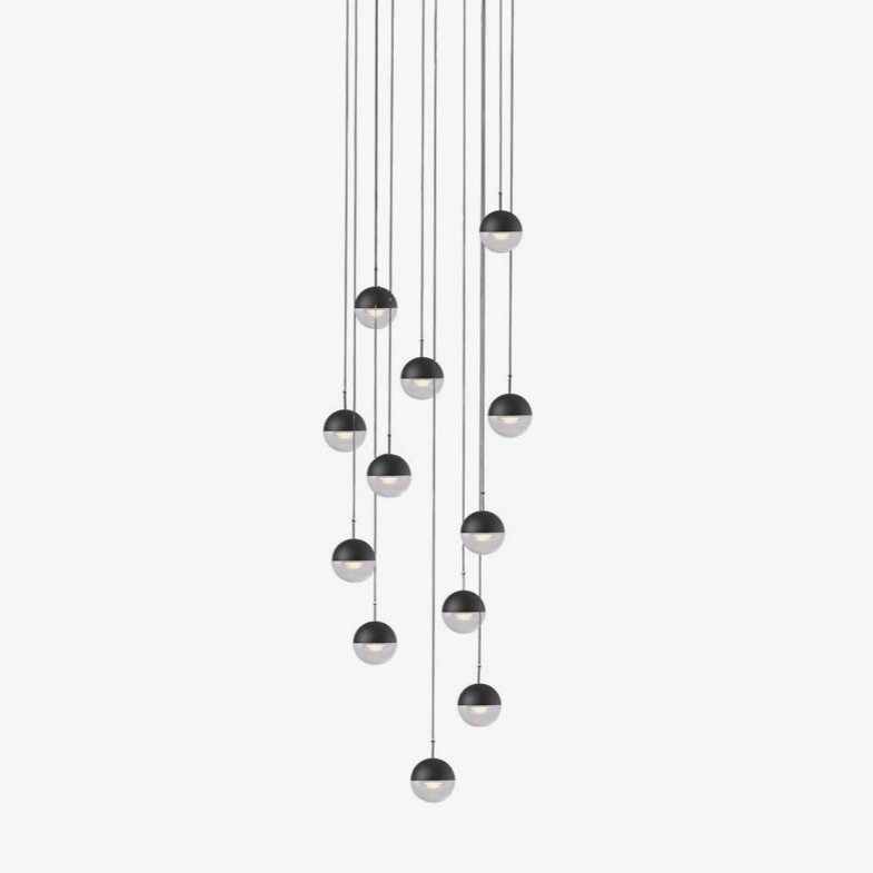 Zaneth Pendant Lamp Steel Glass Multi Drop Minimalist Staircase-Neutral Decor
