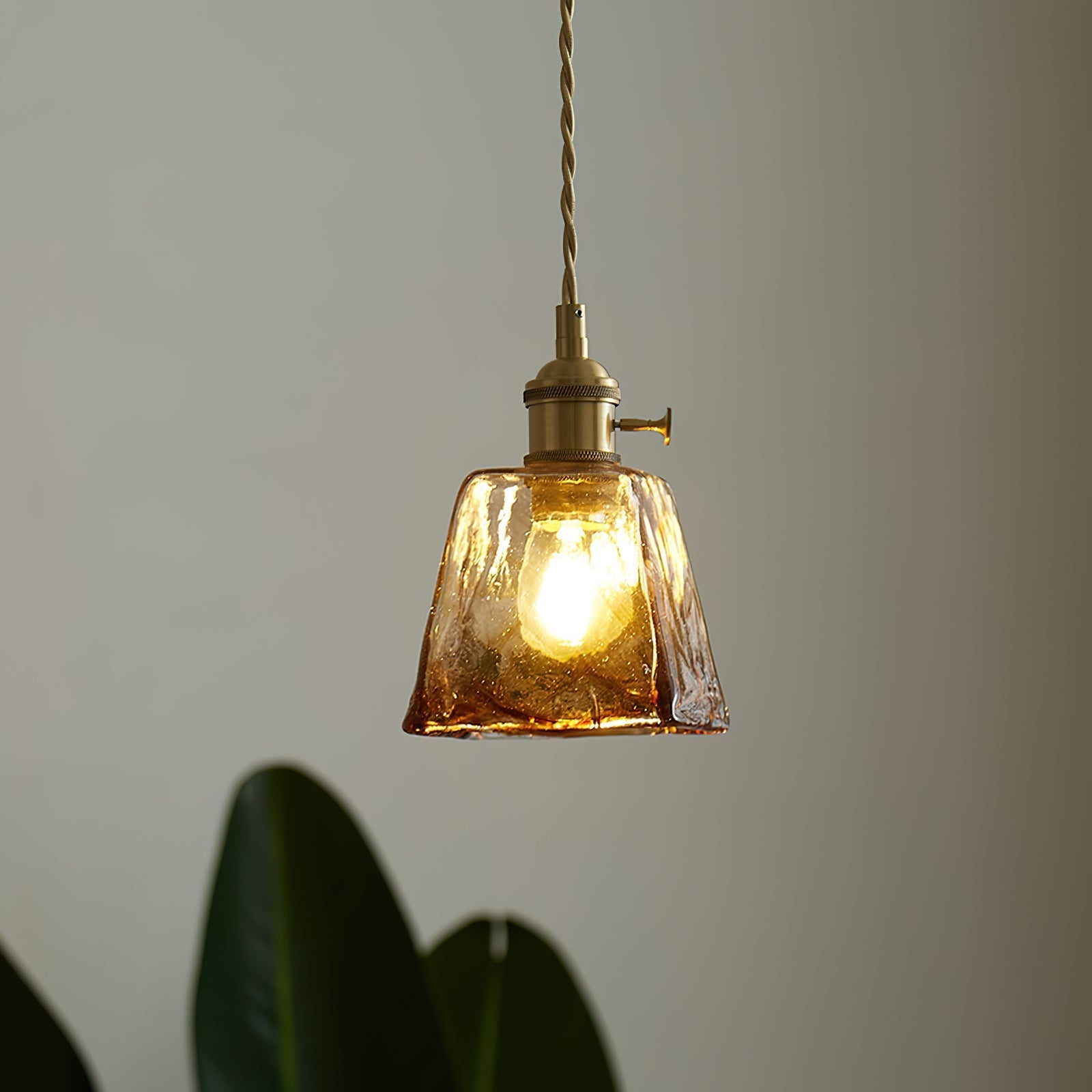 Velon Vintage Amber Glass Pendant Light-Neutral Decor