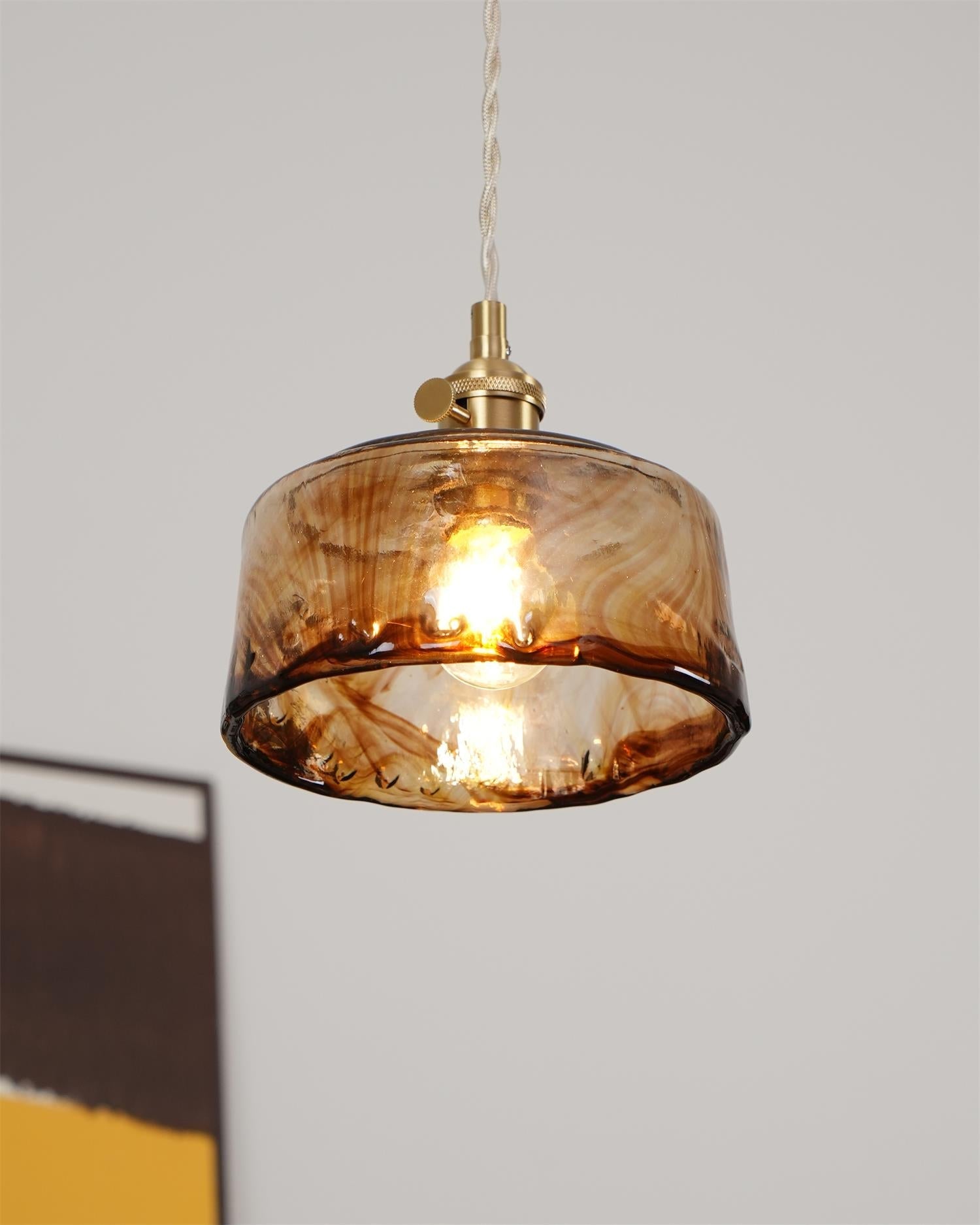 Velon Vintage Amber Glass Pendant Light-Neutral Decor
