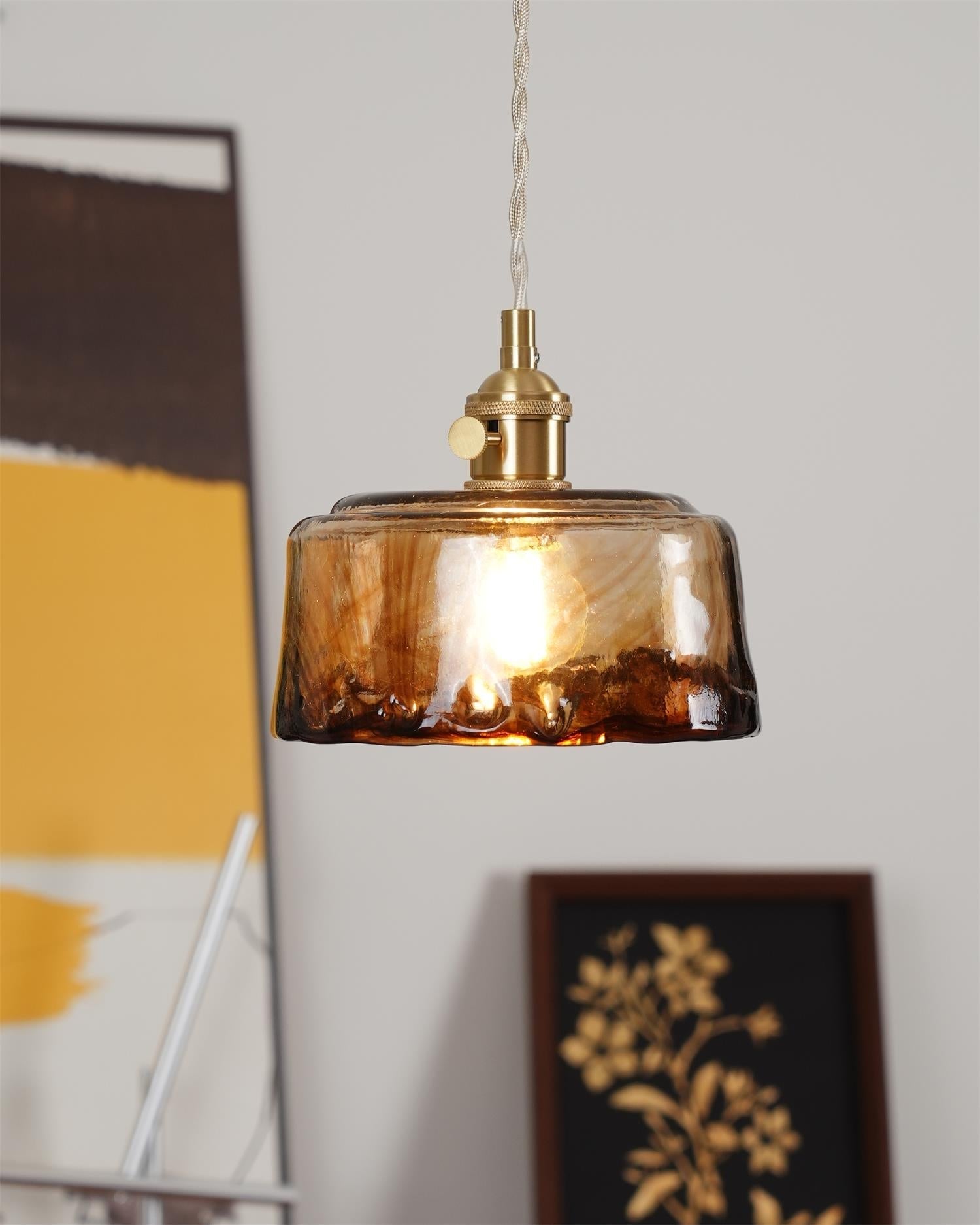 Velon Vintage Amber Glass Pendant Light-Neutral Decor
