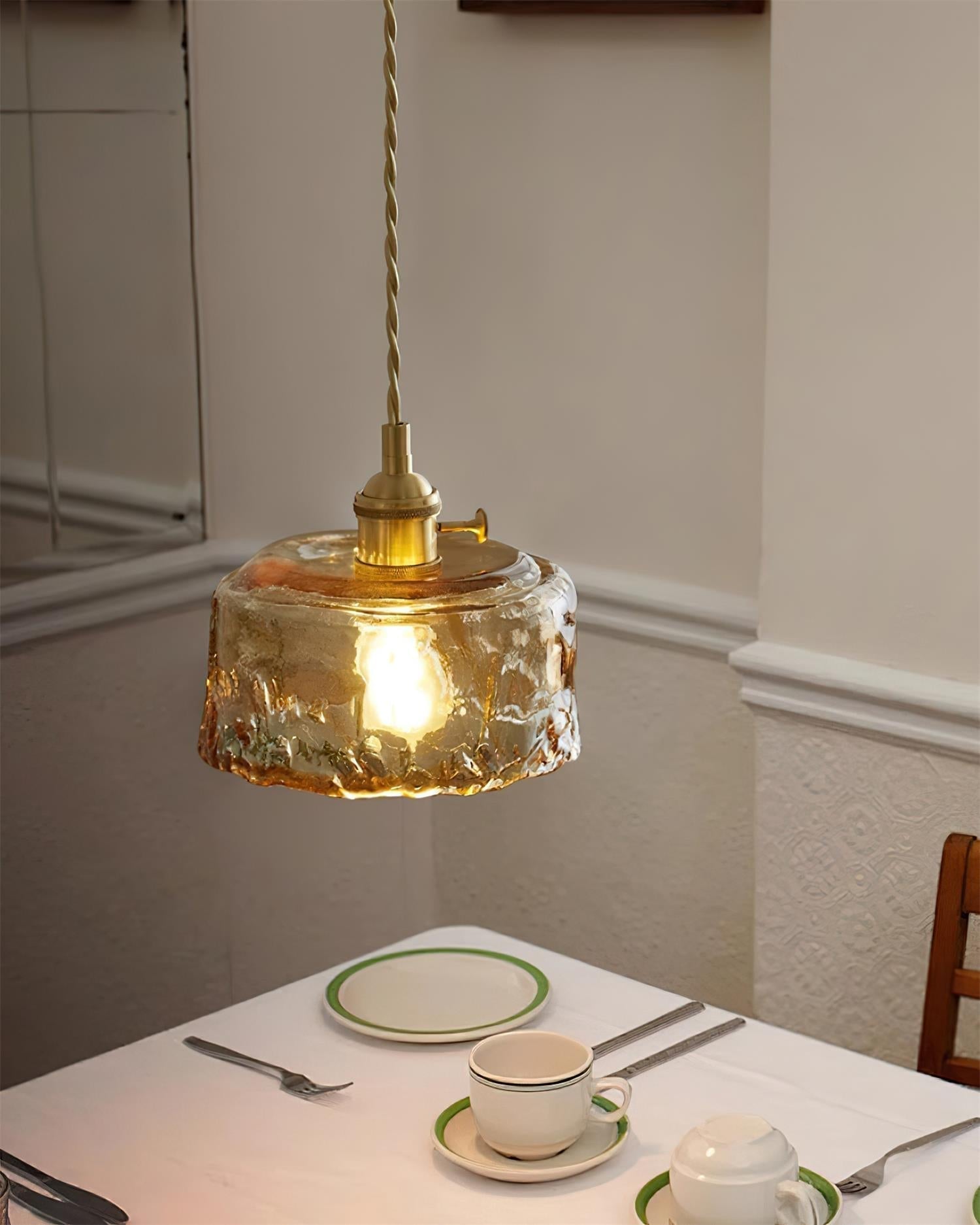 Velon Vintage Amber Glass Pendant Light-Neutral Decor