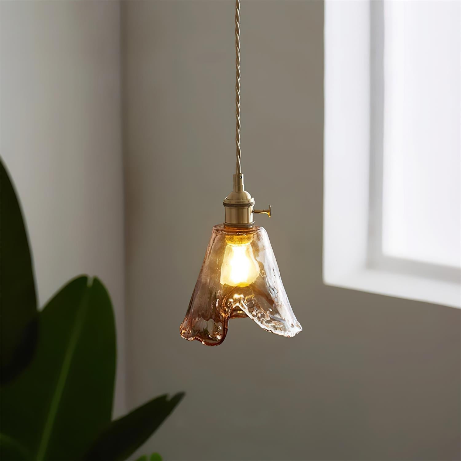 Velon Vintage Amber Glass Pendant Light-Neutral Decor