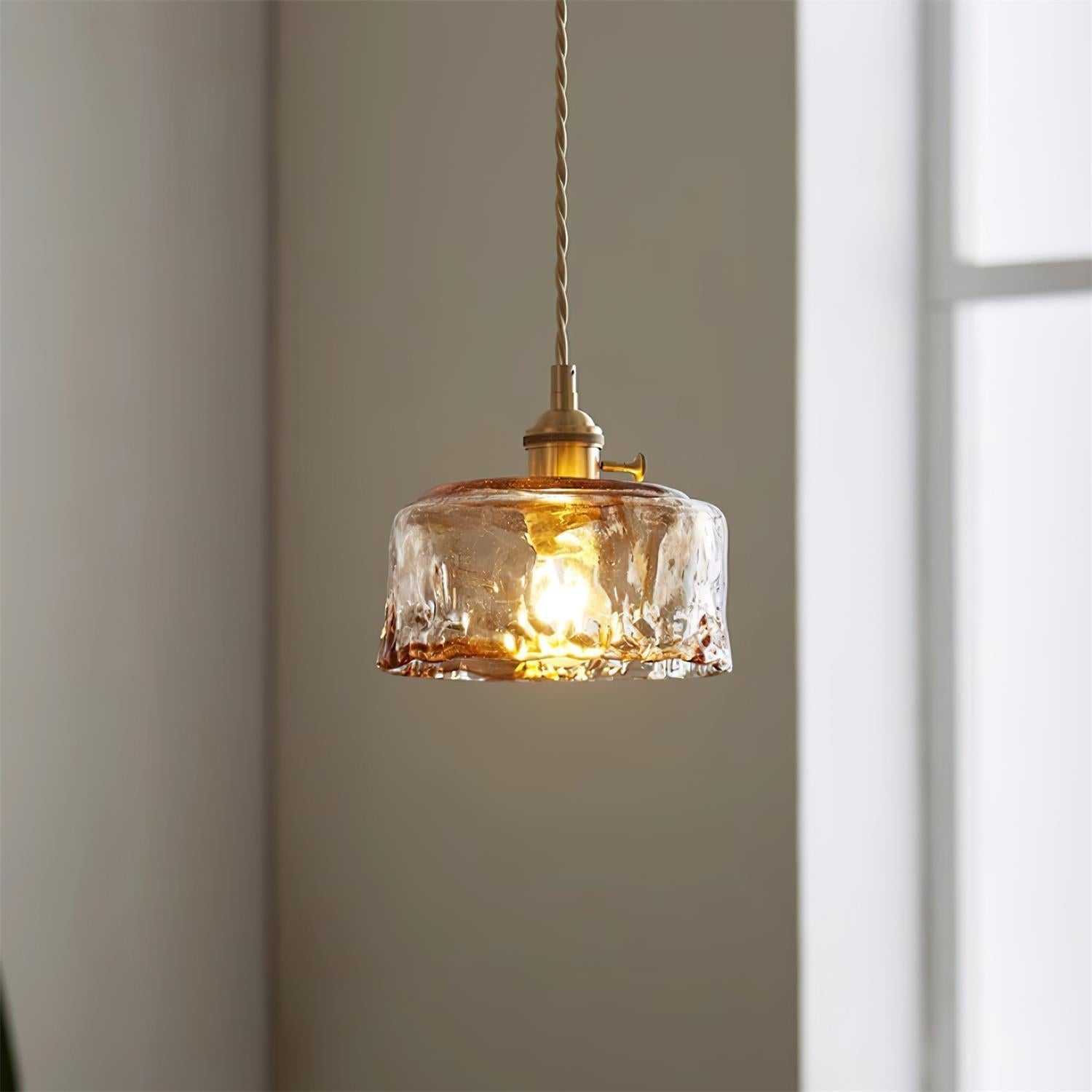 Velon Vintage Amber Glass Pendant Light-Neutral Decor