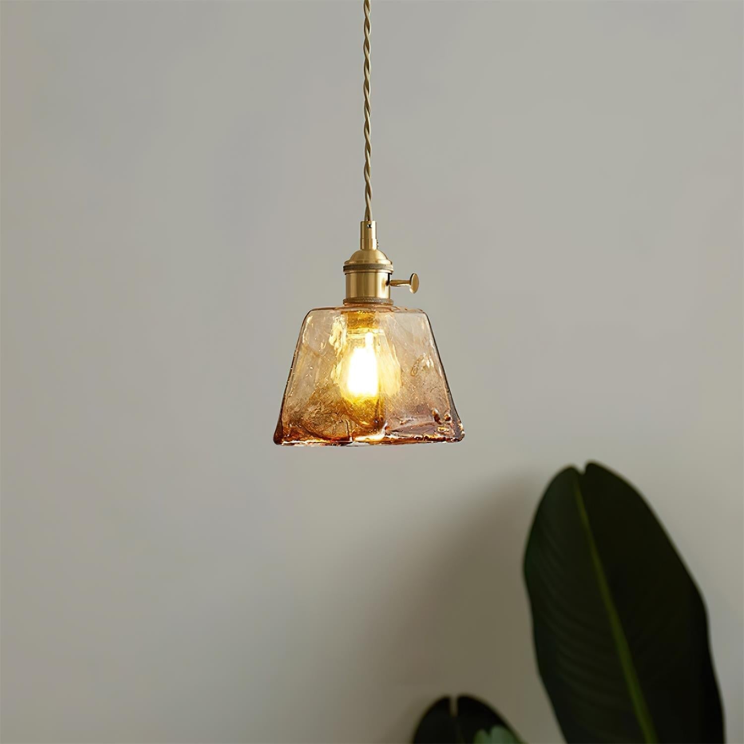 Velon Vintage Amber Glass Pendant Light-Neutral Decor