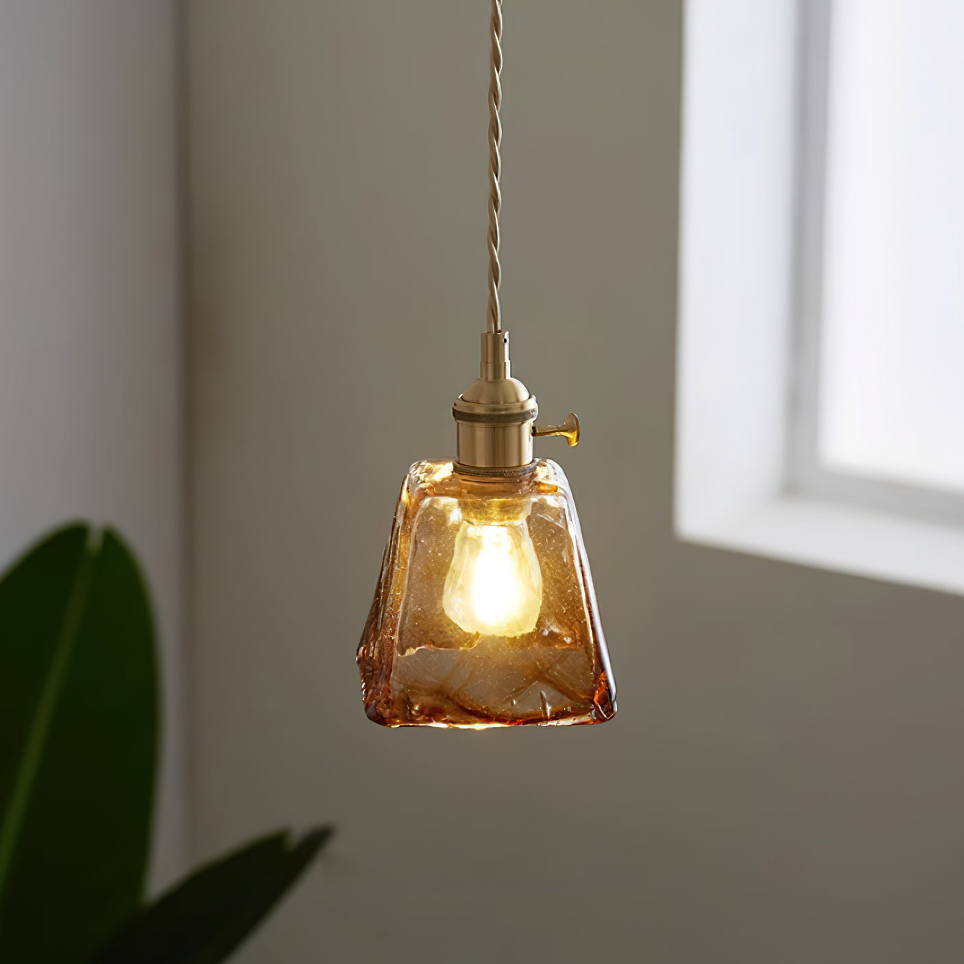 Velon Vintage Amber Glass Pendant Light-Neutral Decor