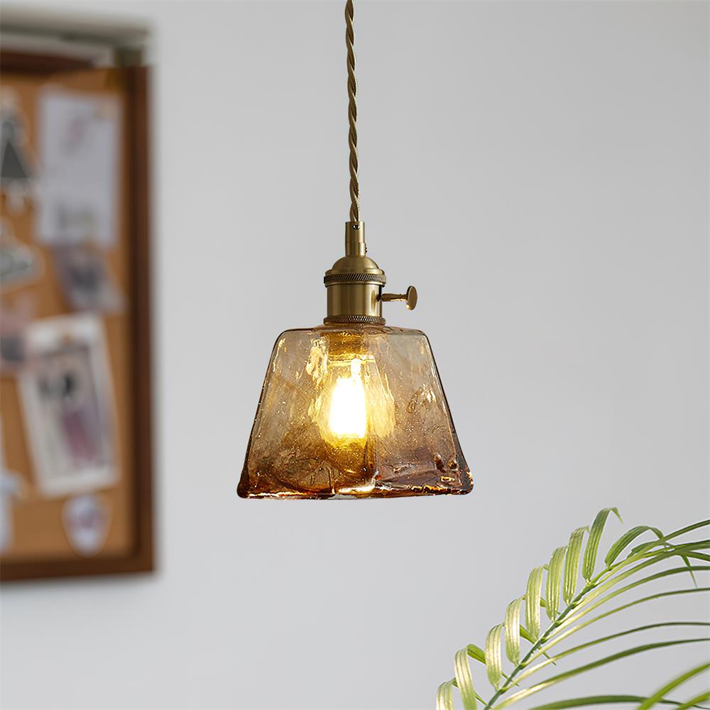 Velon Vintage Amber Glass Pendant Light-Neutral Decor