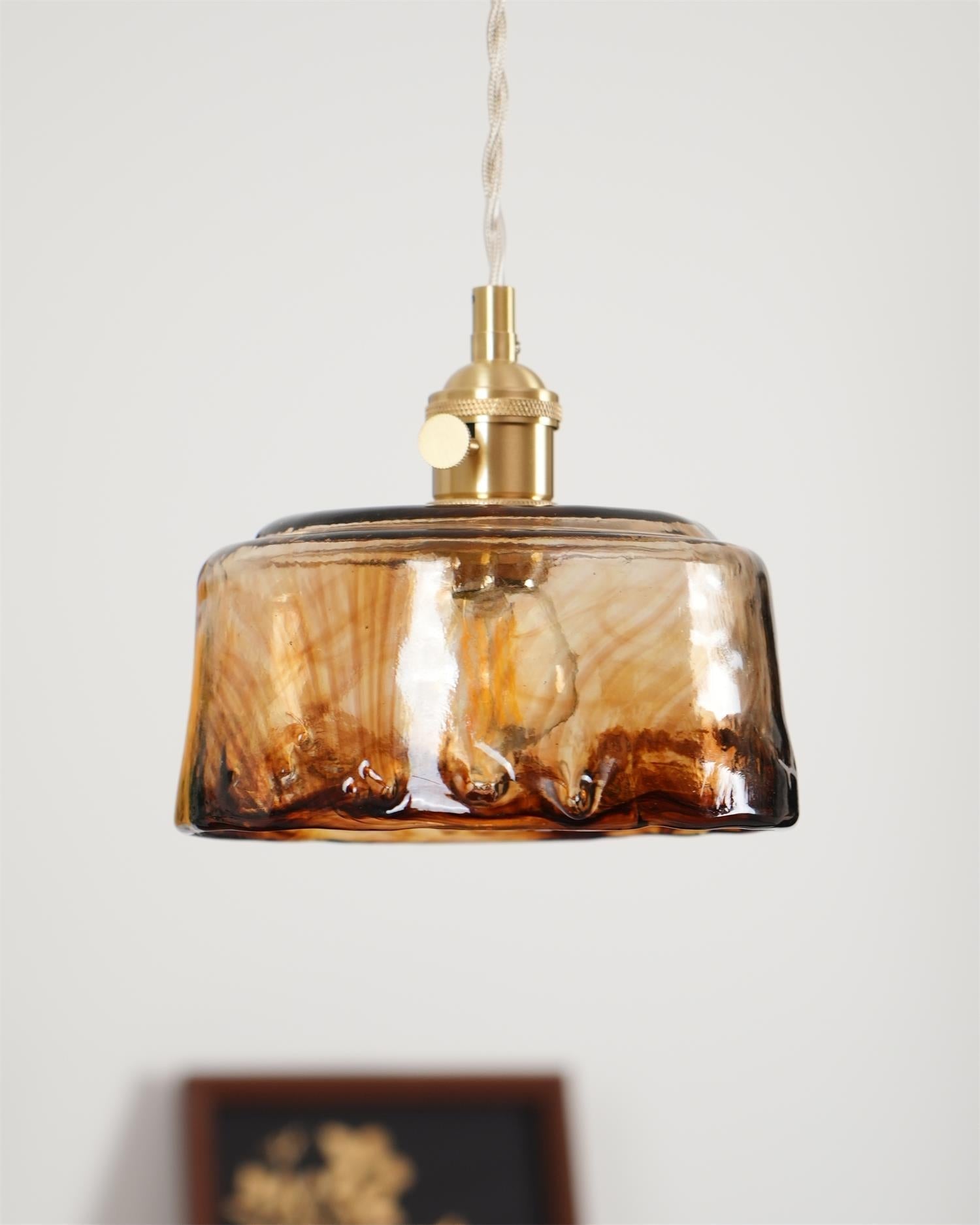 Velon Vintage Amber Glass Pendant Light-Neutral Decor