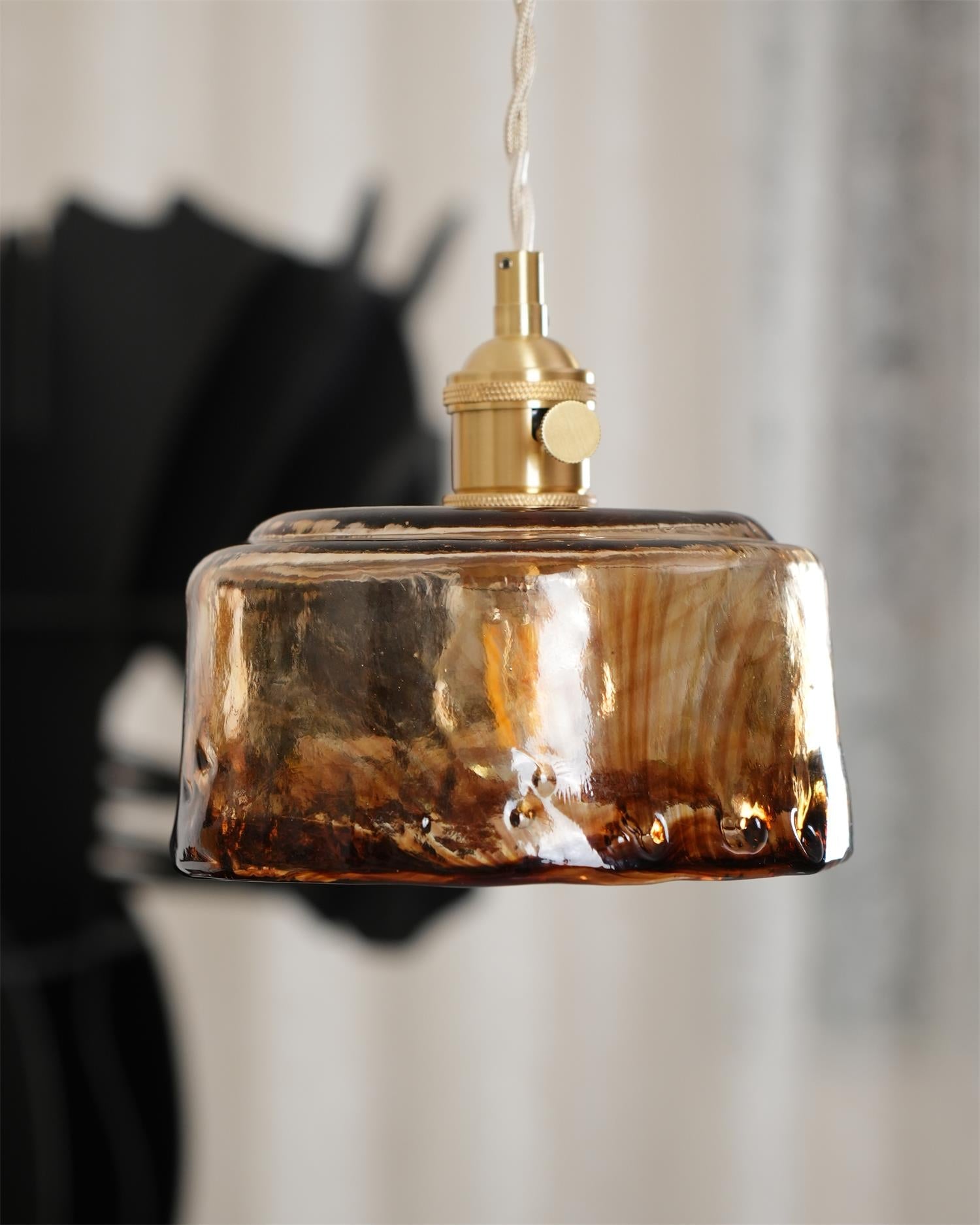 Velon Vintage Amber Glass Pendant Light-Neutral Decor