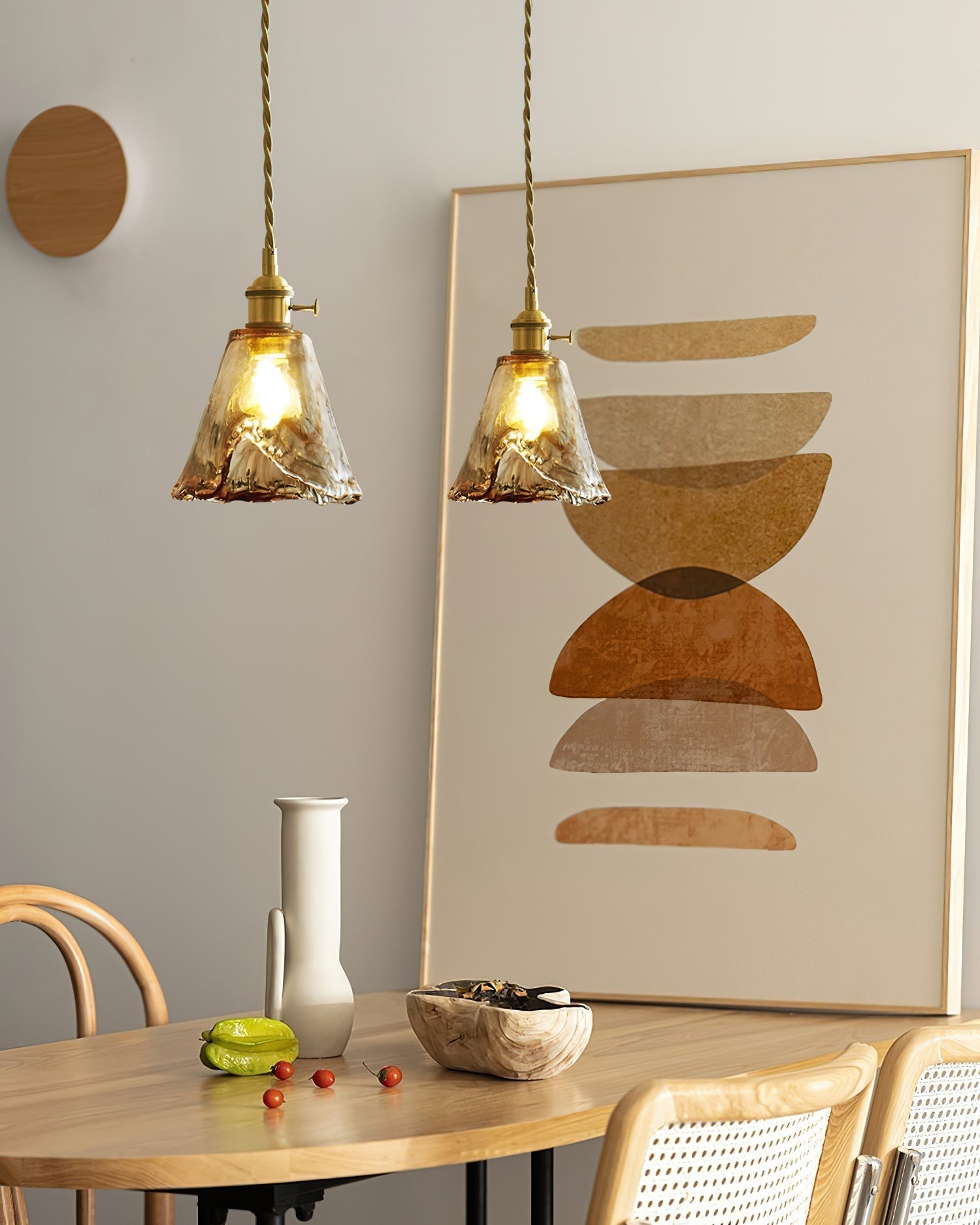 Velon Vintage Amber Glass Pendant Light-Neutral Decor