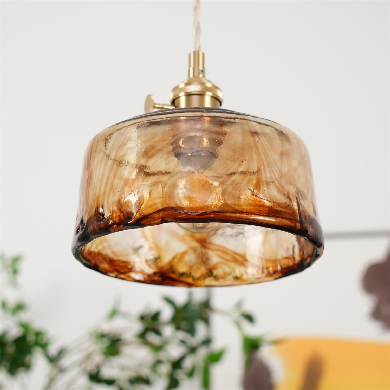 Velon Vintage Amber Glass Pendant Light-Neutral Decor