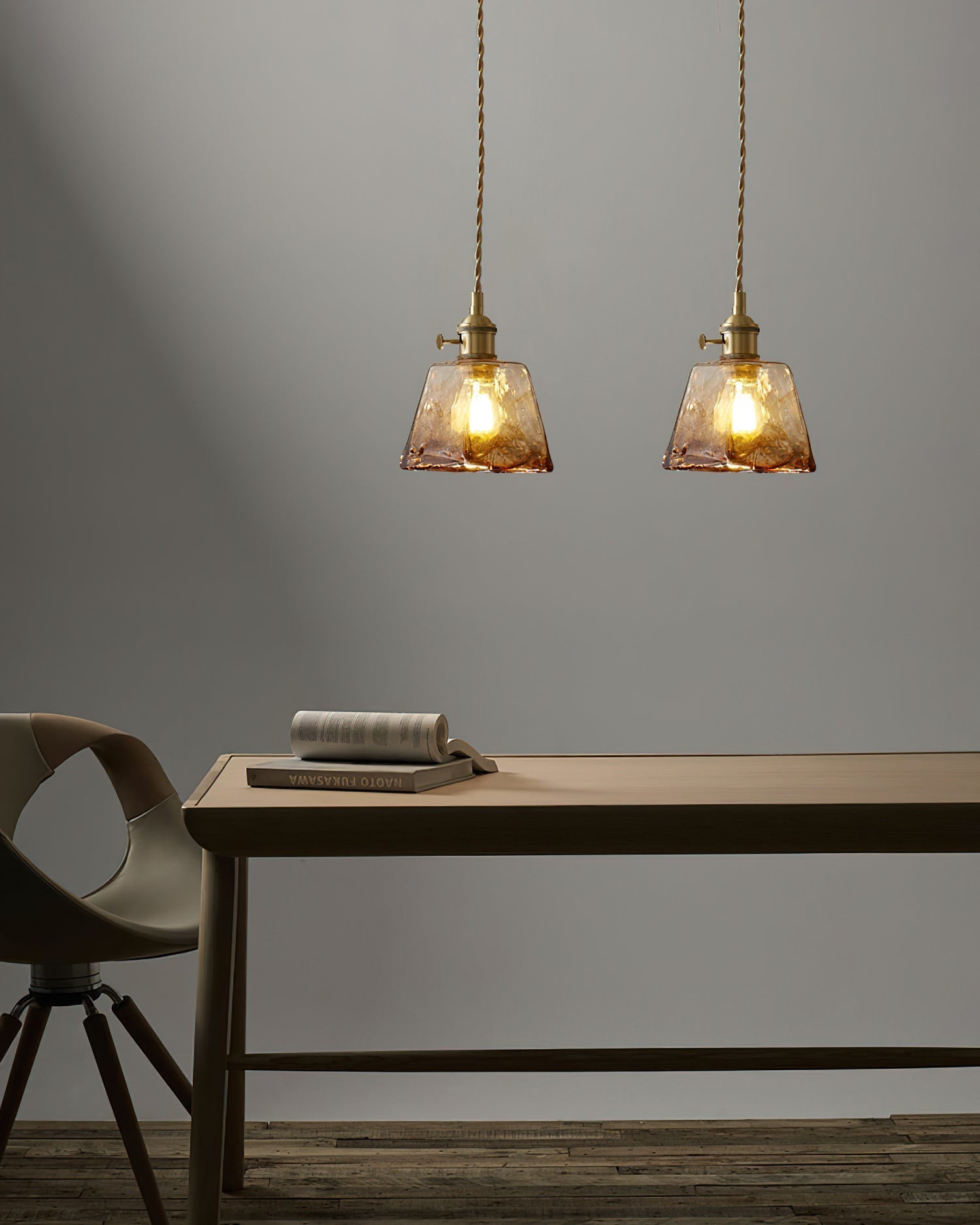 Velon Vintage Amber Glass Pendant Light-Neutral Decor
