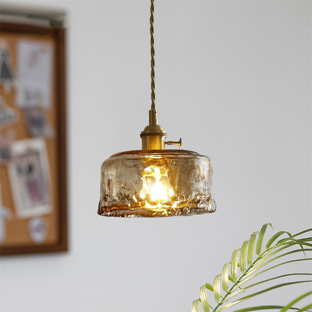 Velon Vintage Amber Glass Pendant Light-Neutral Decor