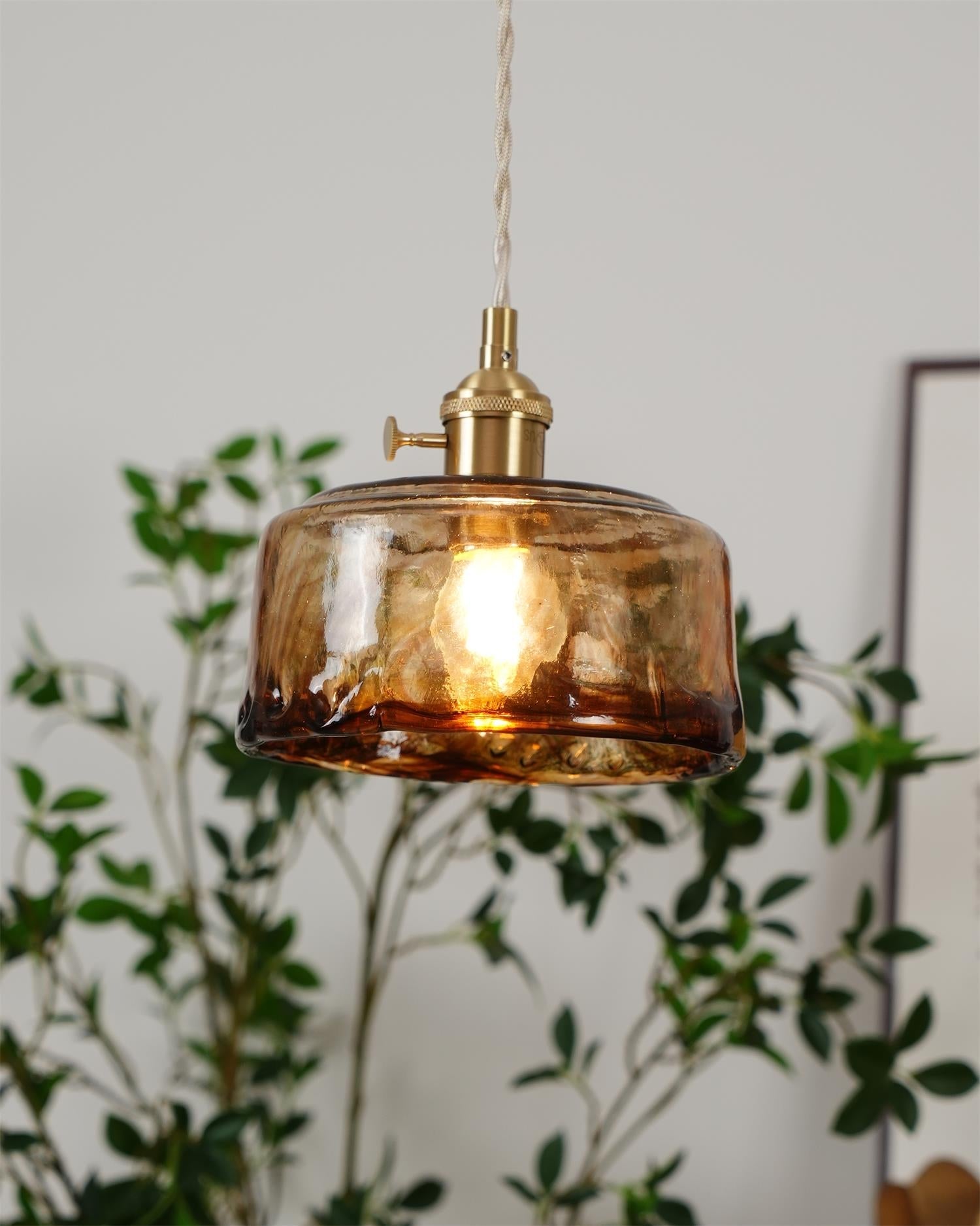 Velon Vintage Amber Glass Pendant Light-Neutral Decor