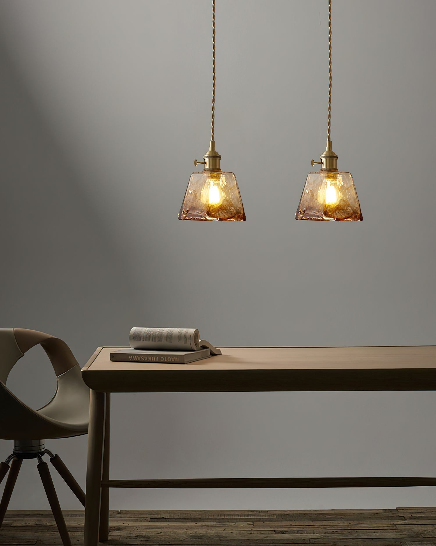 Velon Vintage Amber Glass Pendant Light-Neutral Decor