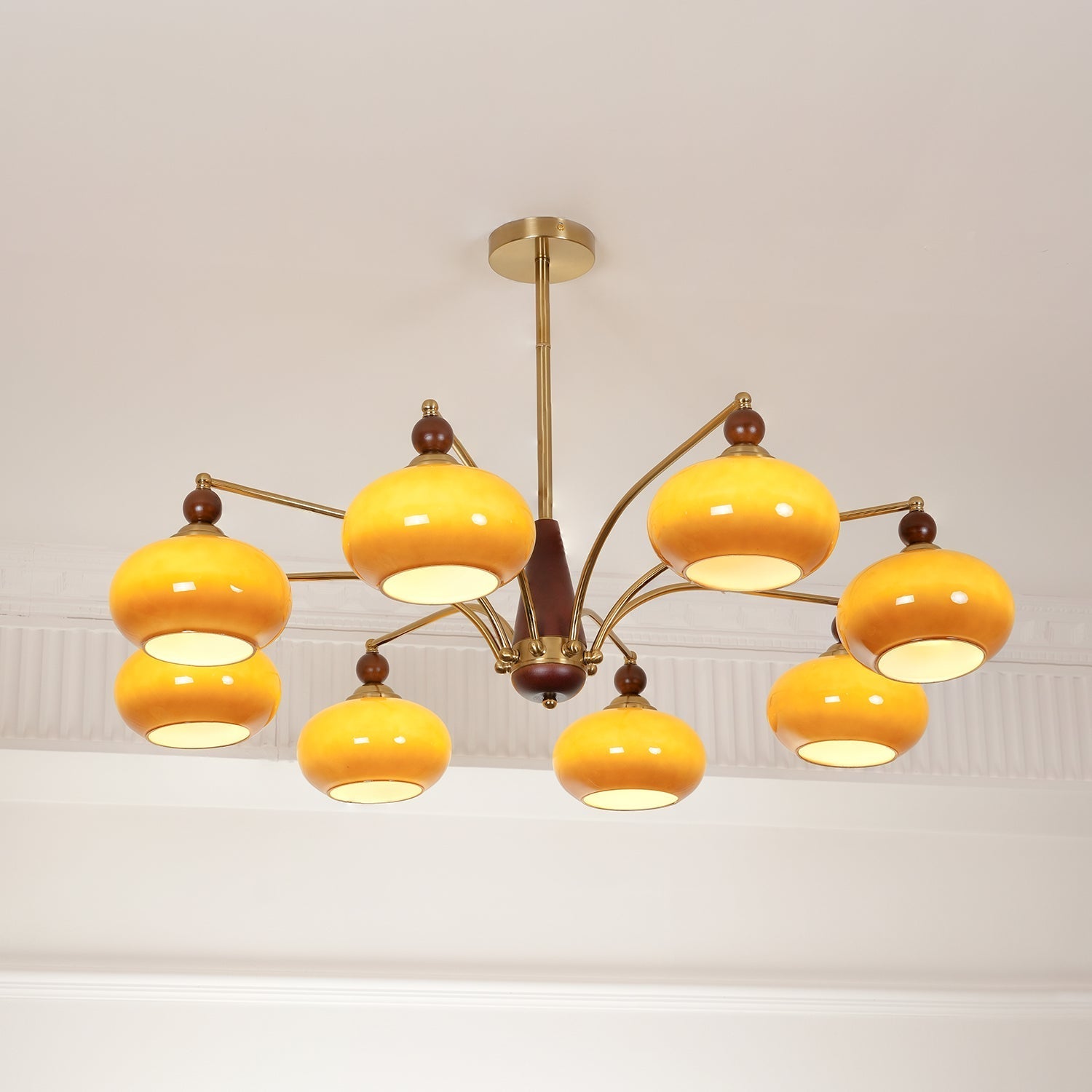 Vevely Pendant Lamp Retro Yellow Glass Brass-Neutral Decor