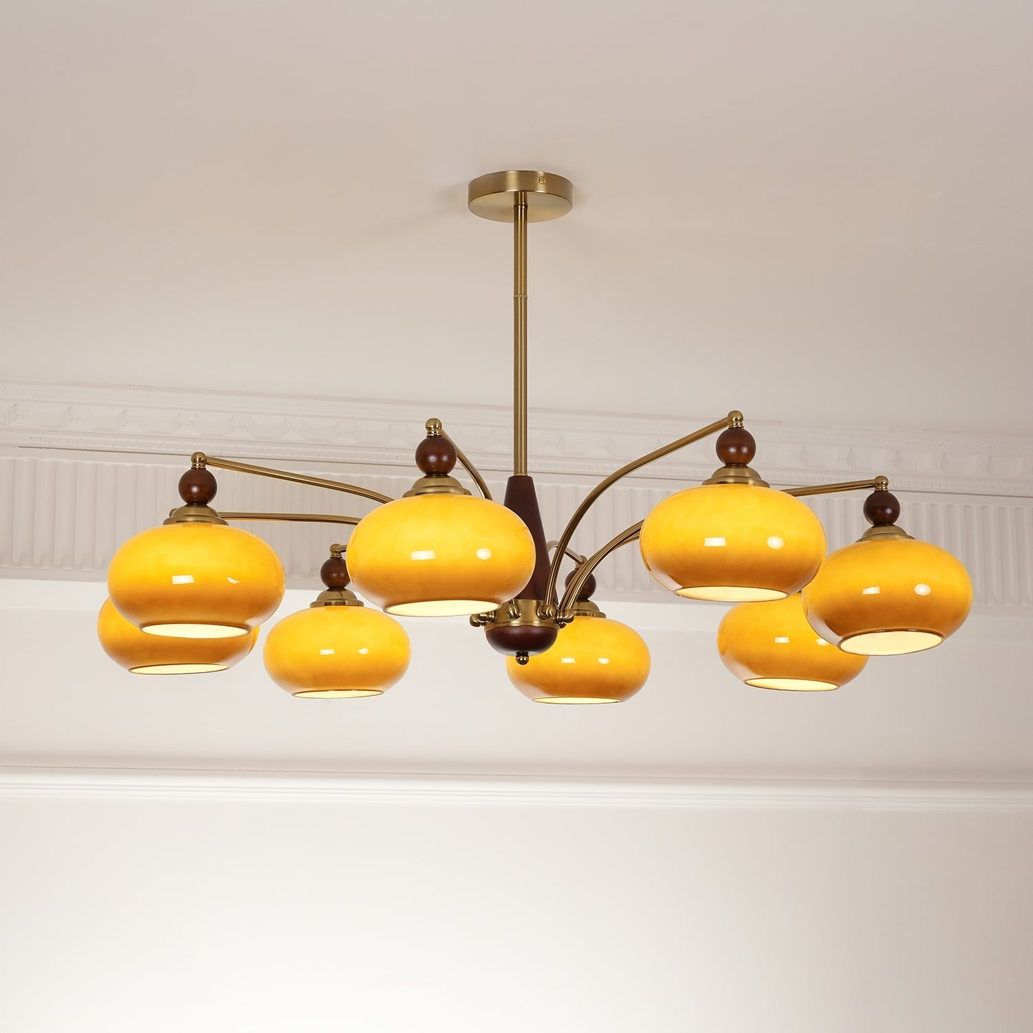 Vevely Pendant Lamp Retro Yellow Glass Brass-Neutral Decor