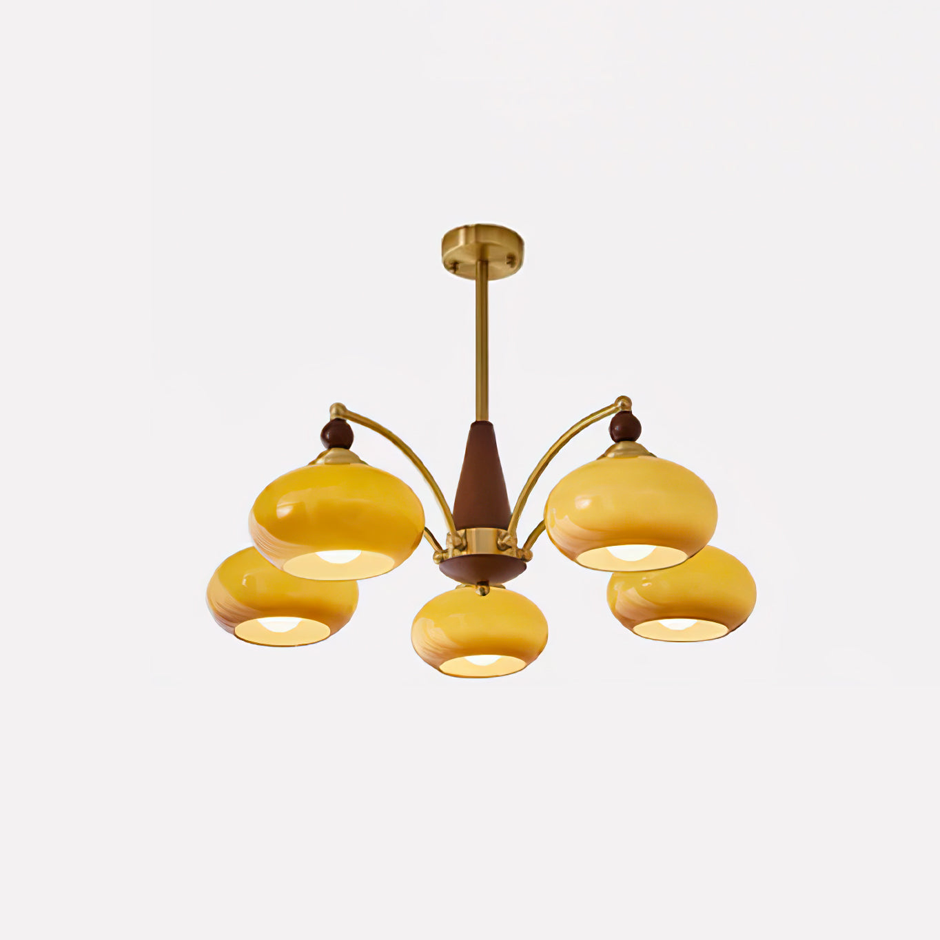 Vevely Pendant Lamp Retro Yellow Glass Brass-Neutral Decor