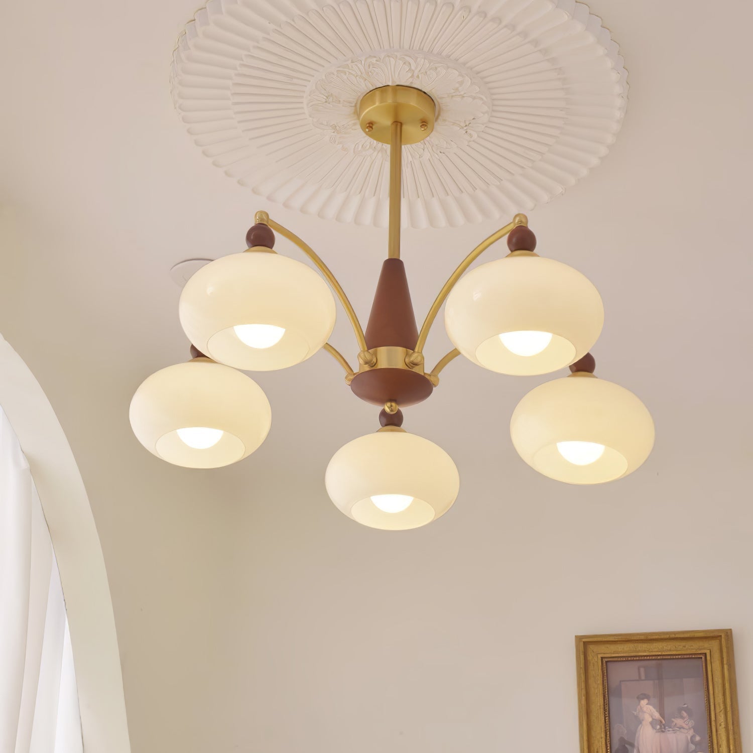 Vevely Pendant Lamp Retro Yellow Glass Brass-Neutral Decor