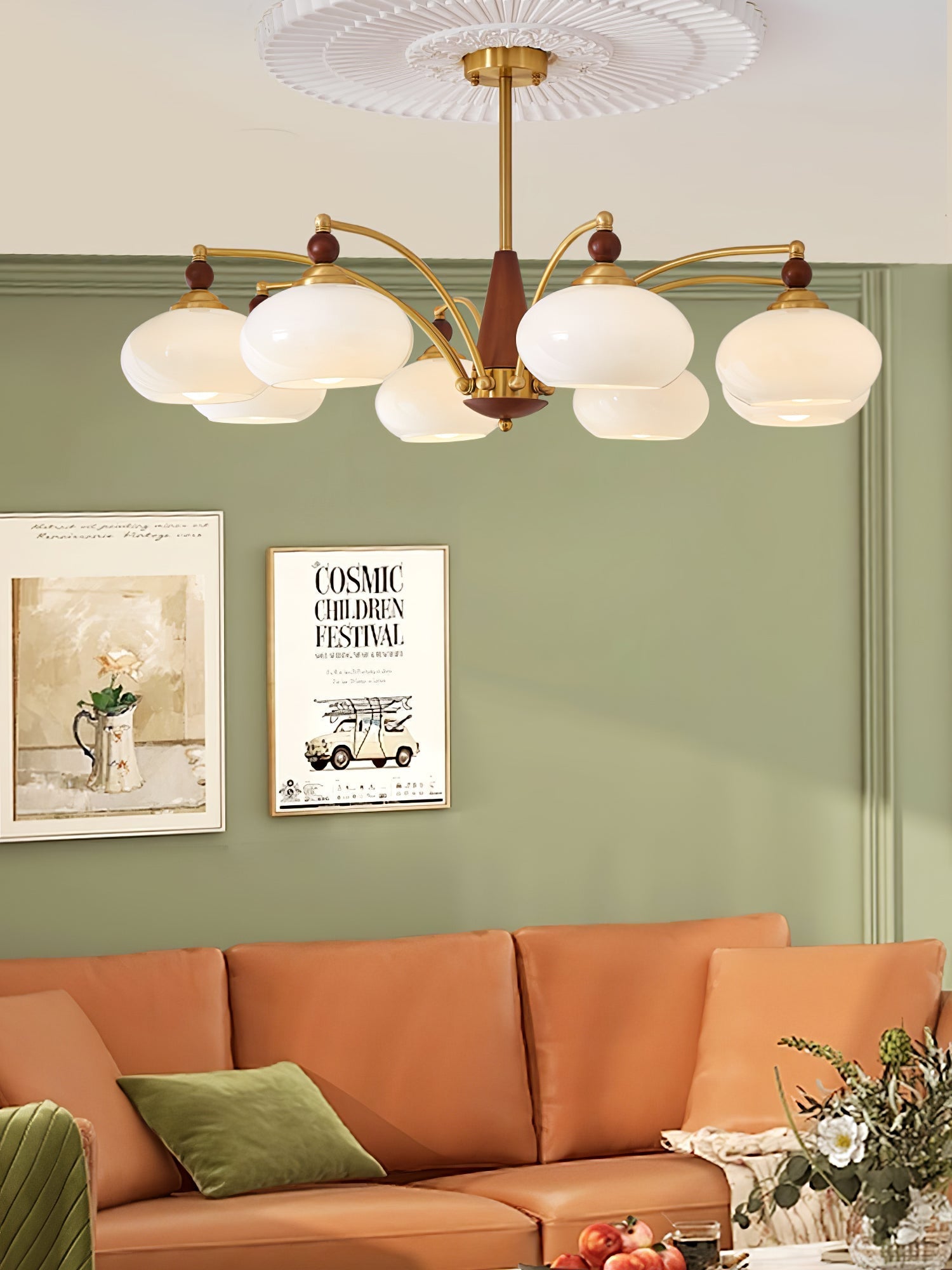 Vevely Pendant Lamp Retro Yellow Glass Brass-Neutral Decor
