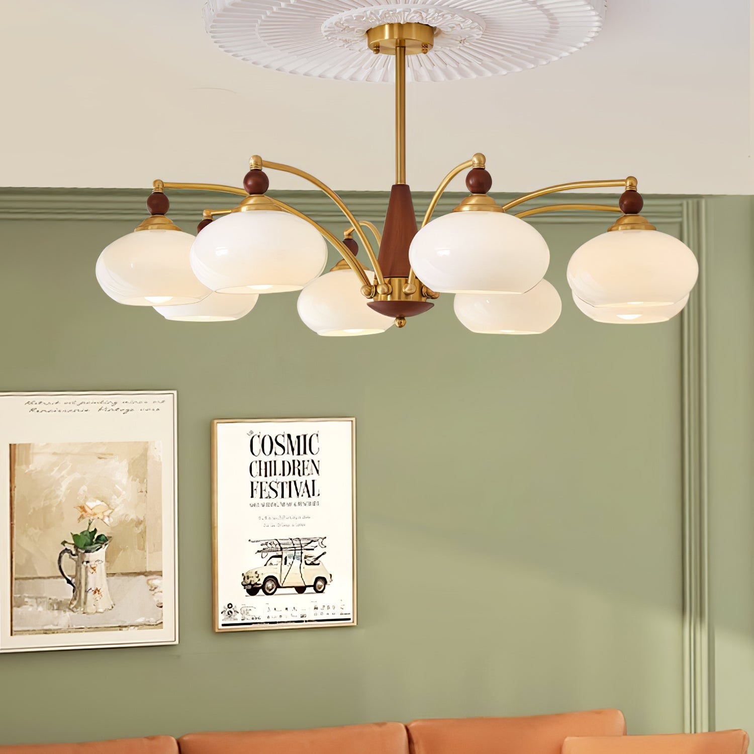 Vevely Pendant Lamp Retro Yellow Glass Brass-Neutral Decor