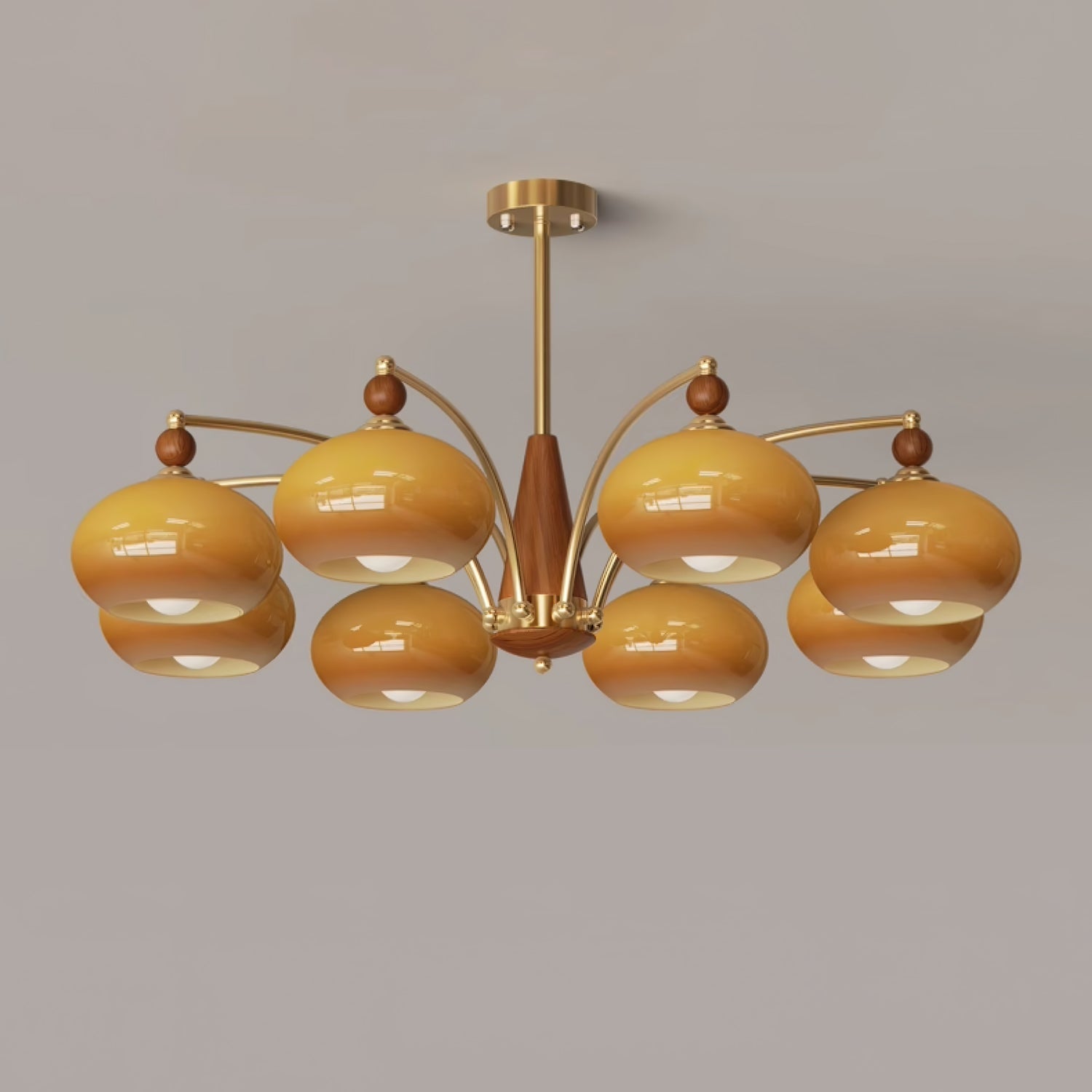 Vevely Pendant Lamp Retro Yellow Glass Brass-Neutral Decor
