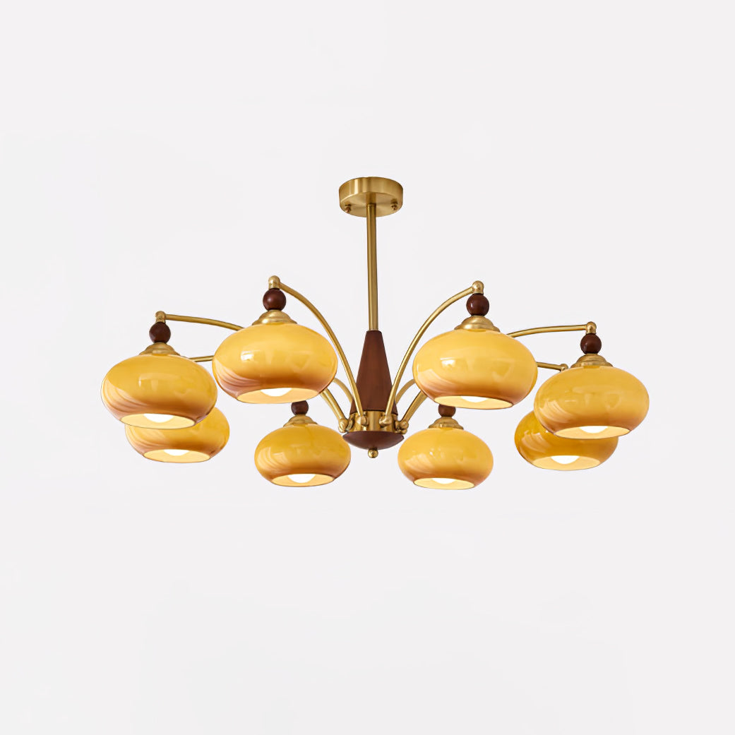 Vevely Pendant Lamp Retro Yellow Glass Brass-Neutral Decor