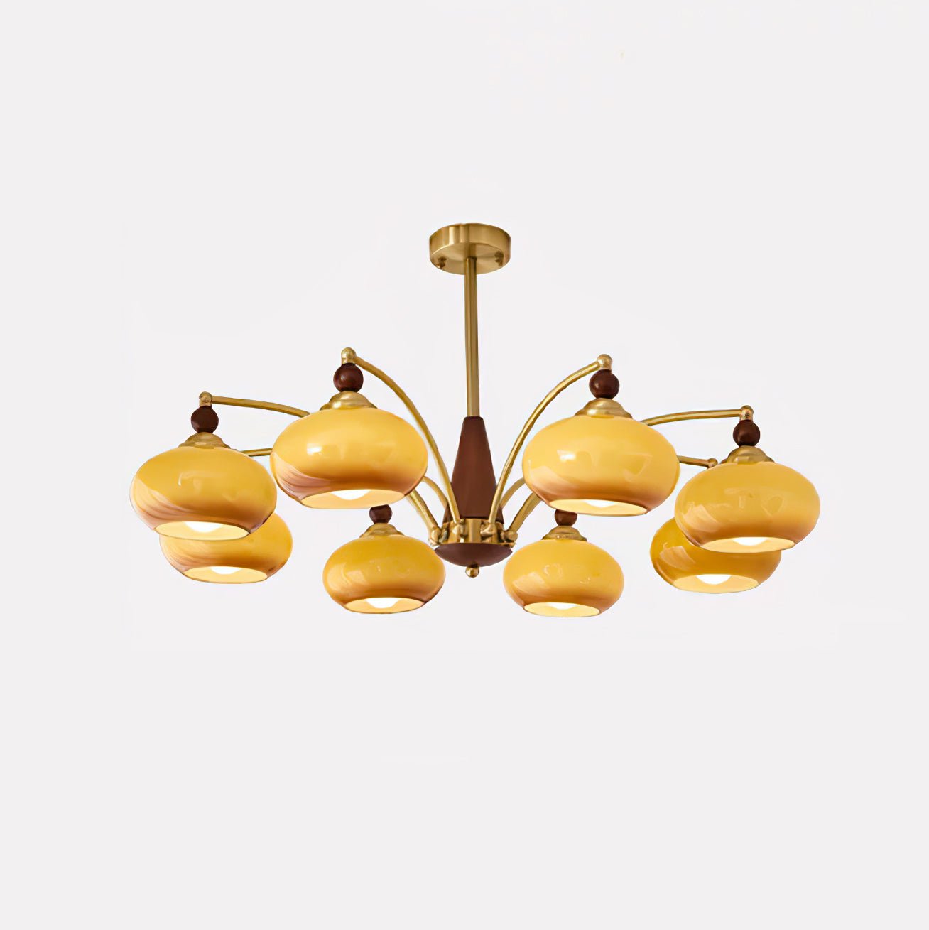 Vevely Pendant Lamp Retro Yellow Glass Brass-Neutral Decor