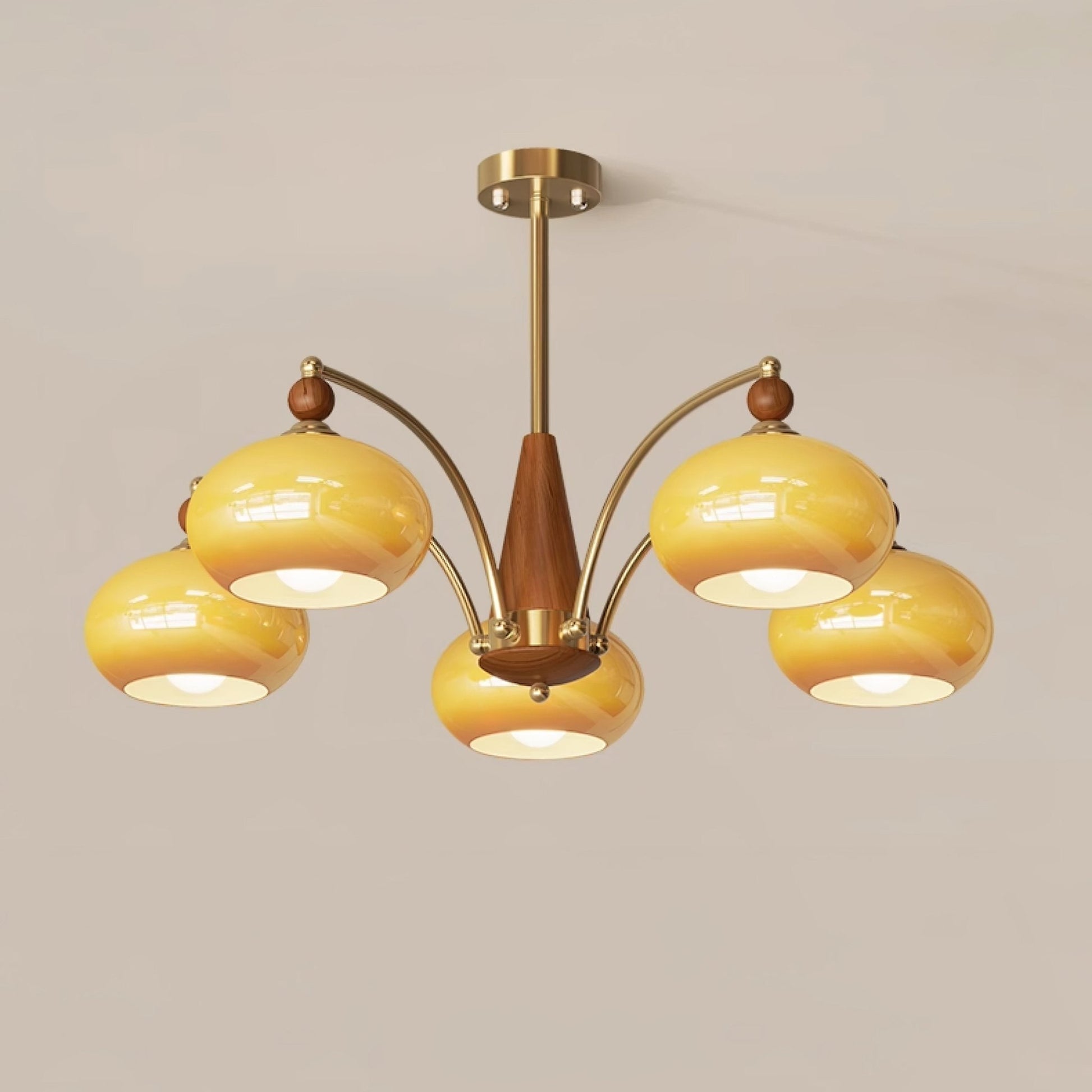 Vevely Pendant Lamp Retro Yellow Glass Brass-Neutral Decor