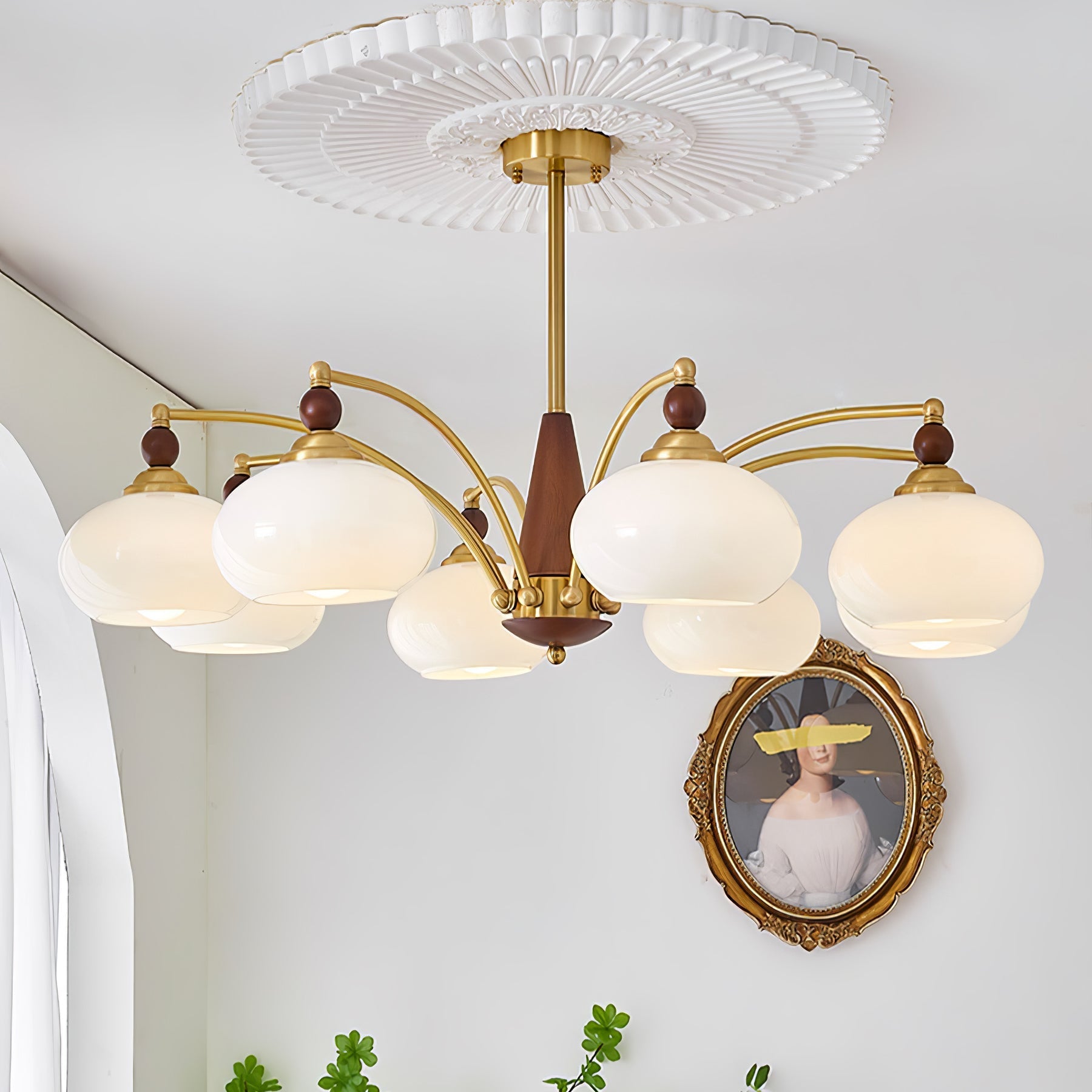 Vevely Pendant Lamp Retro Yellow Glass Brass-Neutral Decor