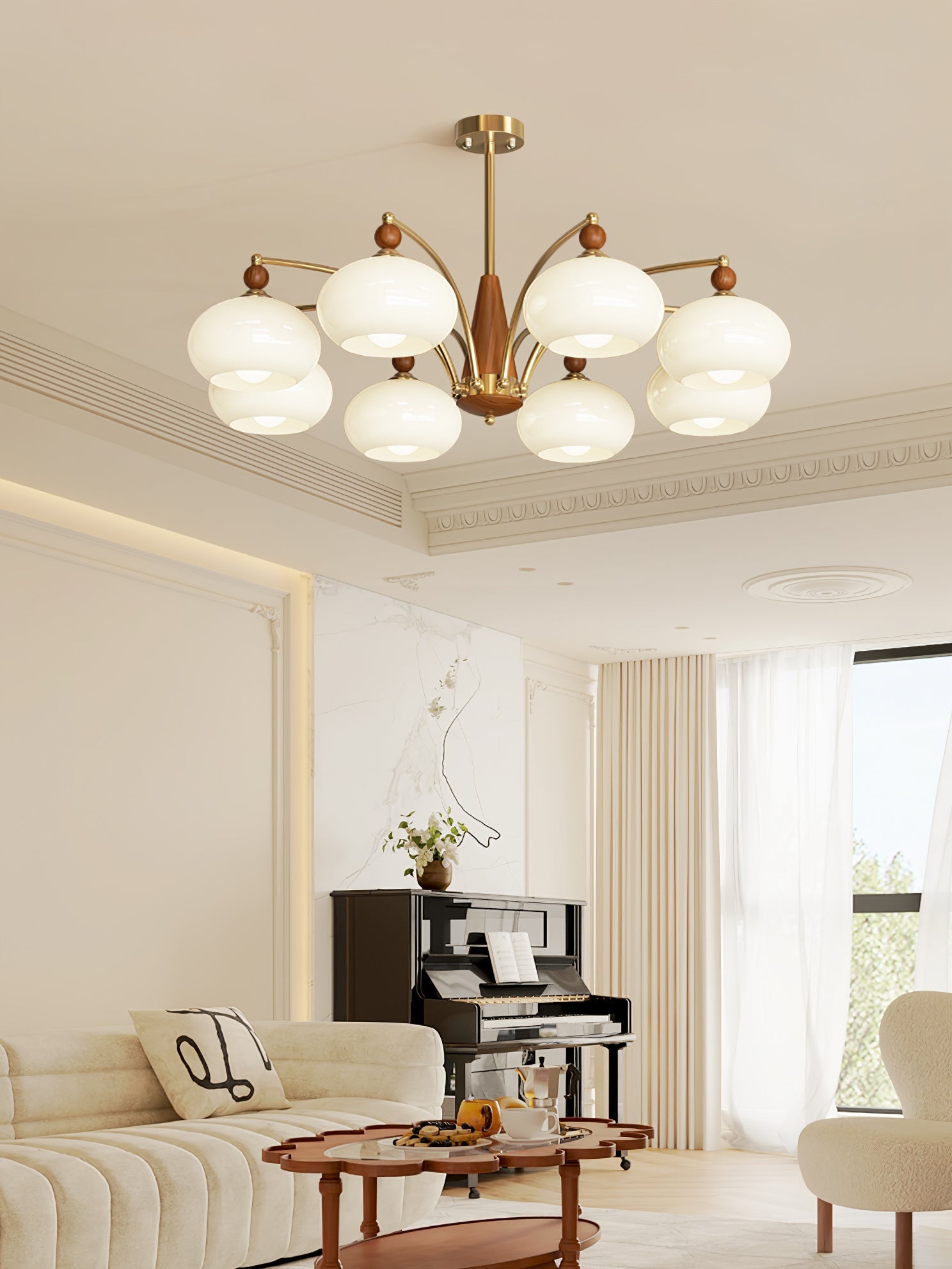 Vevely Pendant Lamp Retro Yellow Glass Brass-Neutral Decor
