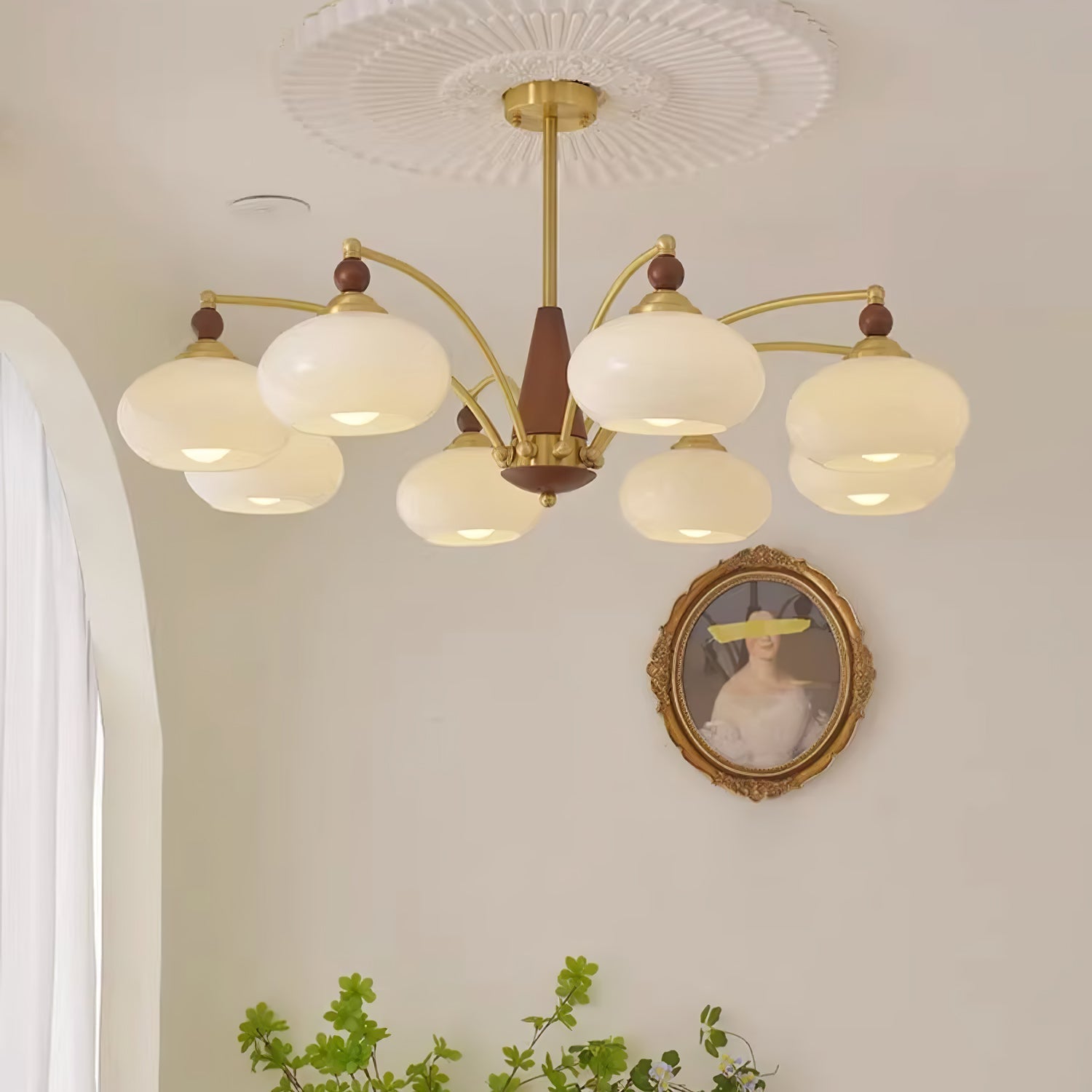 Vevely Pendant Lamp Retro Yellow Glass Brass-Neutral Decor