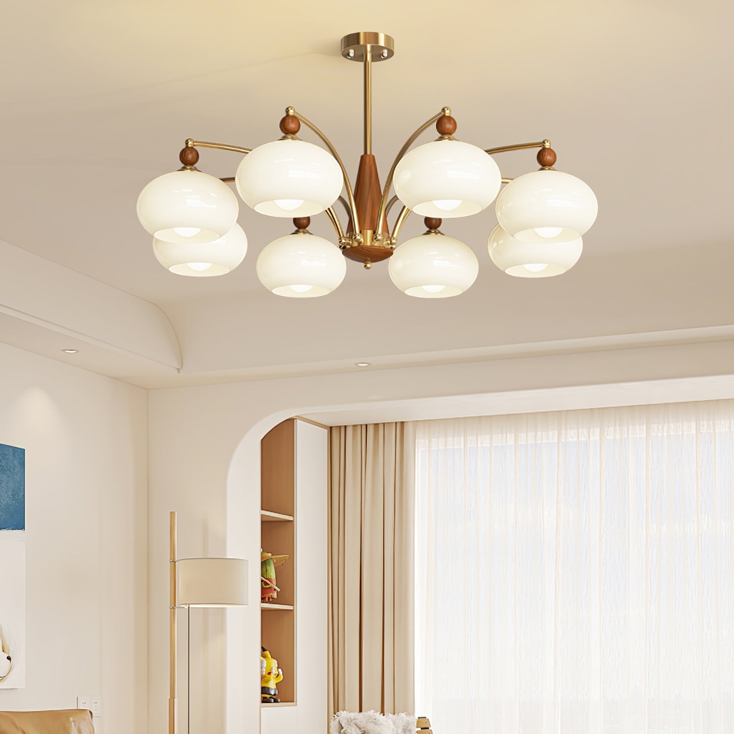 Vevely Pendant Lamp Retro Yellow Glass Brass-Neutral Decor