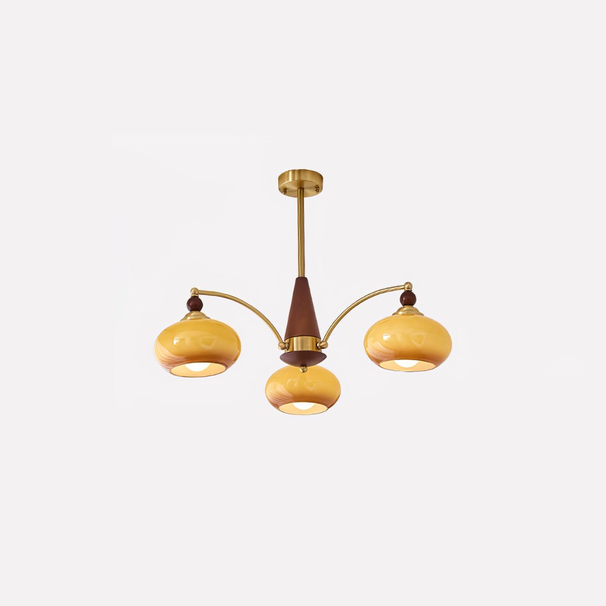 Vevely Pendant Lamp Retro Yellow Glass Brass-Neutral Decor