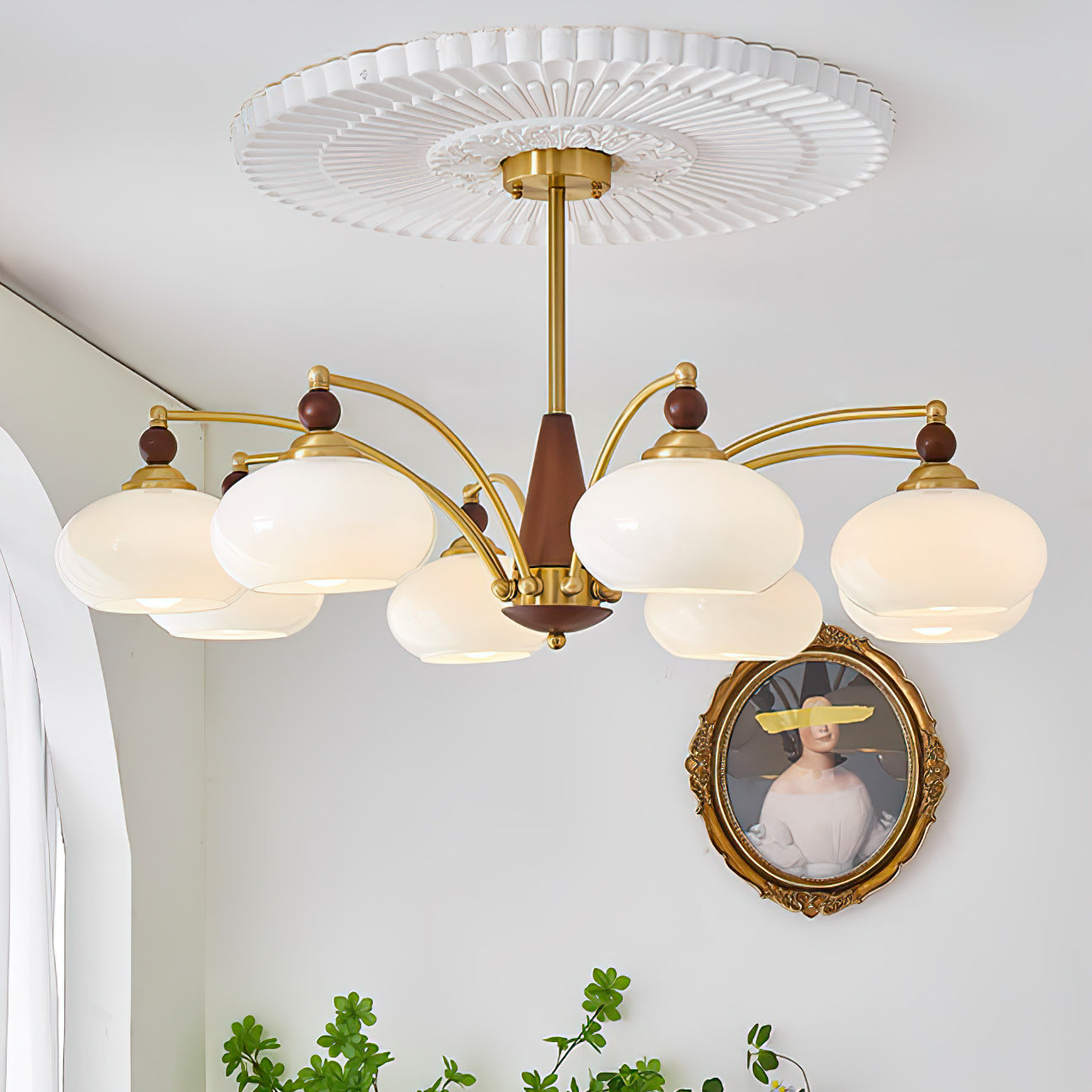 Vevely Pendant Lamp Retro Yellow Glass Brass-Neutral Decor