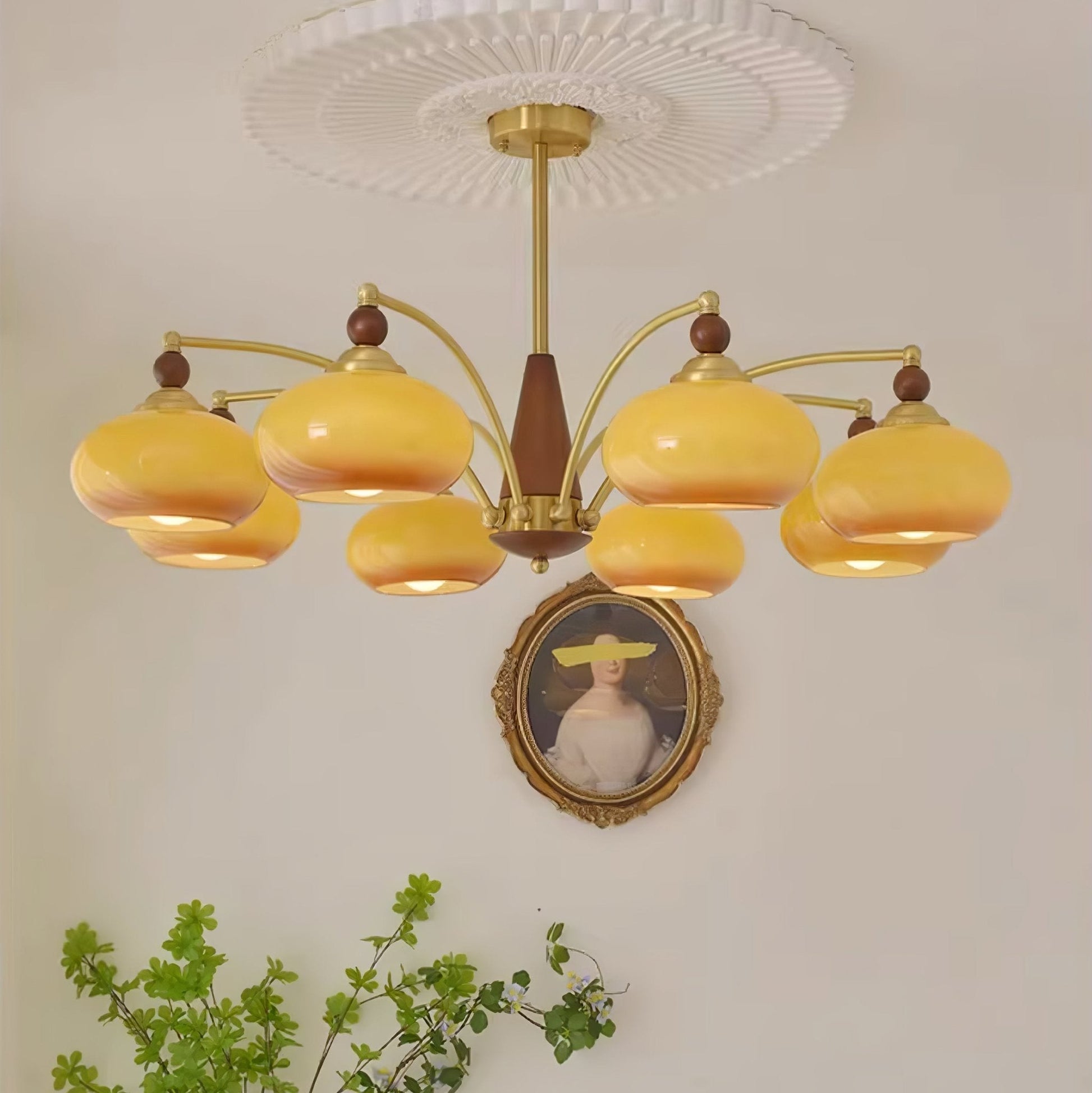 Vevely Pendant Lamp Retro Yellow Glass Brass-Neutral Decor