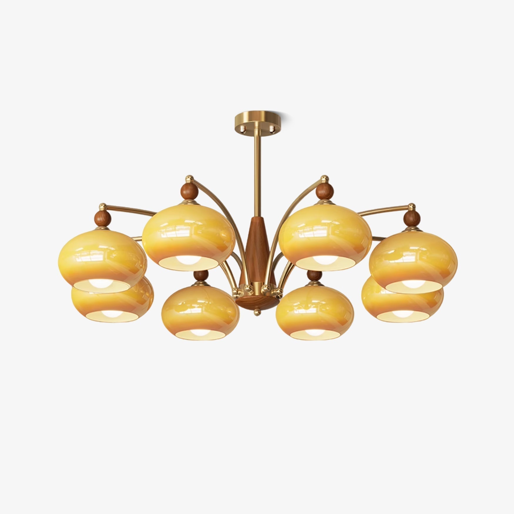 Vevely Pendant Lamp Retro Yellow Glass Brass-Neutral Decor