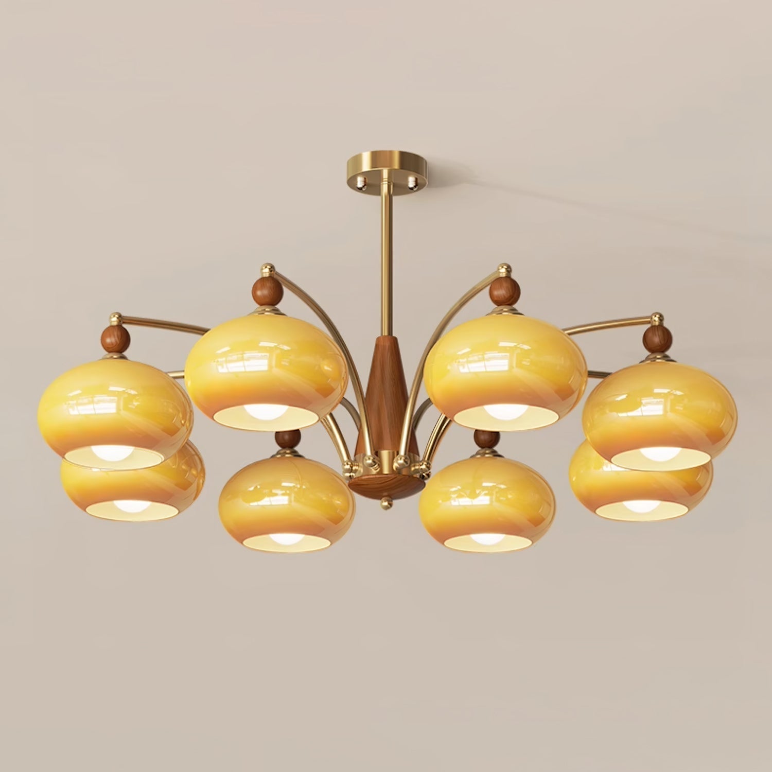 Vevely Pendant Lamp Retro Yellow Glass Brass-Neutral Decor