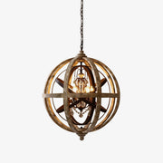 Juno Chandelier Retro Globe with Weathered Wood-Neutral Decor