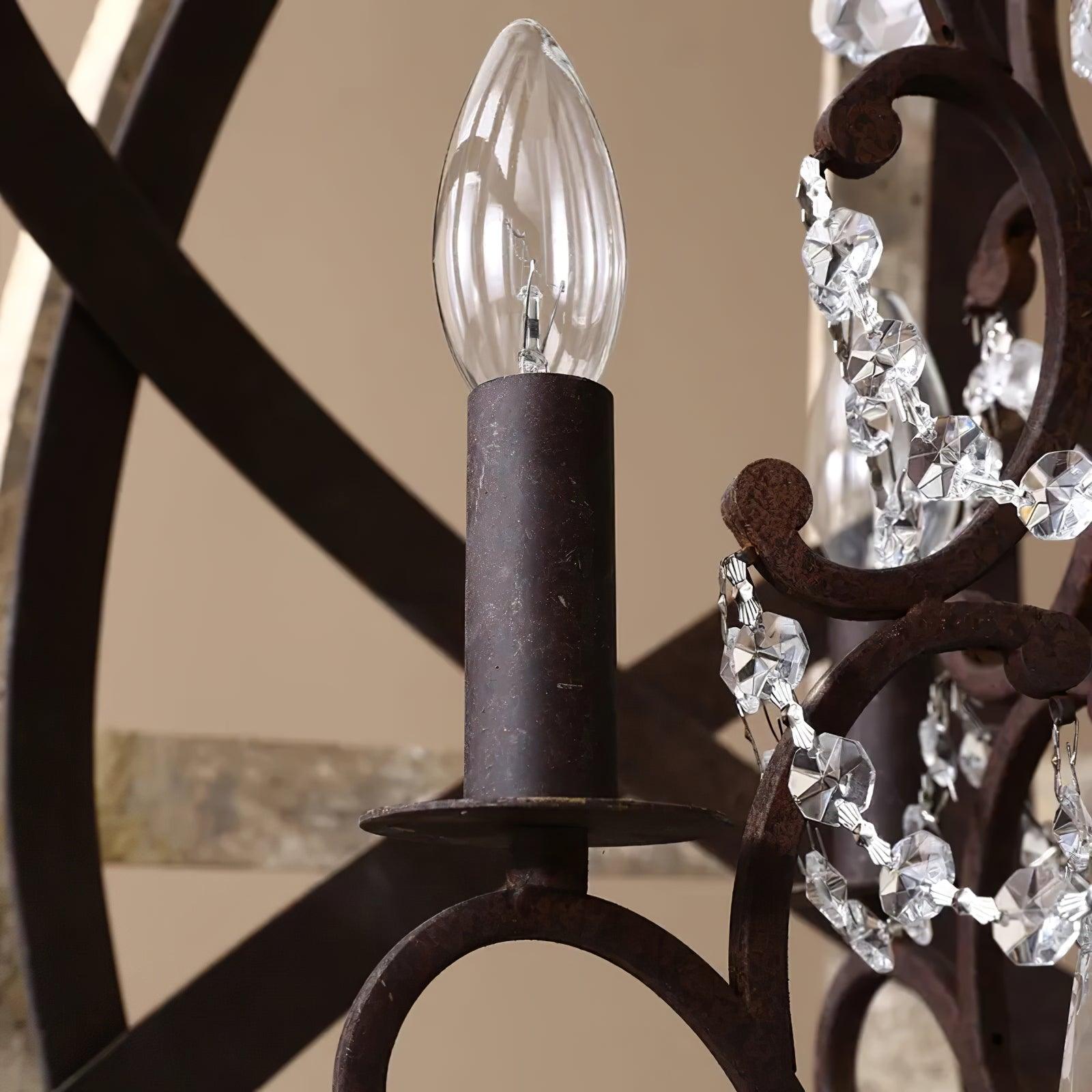 Juno Chandelier Retro Globe with Weathered Wood-Neutral Decor