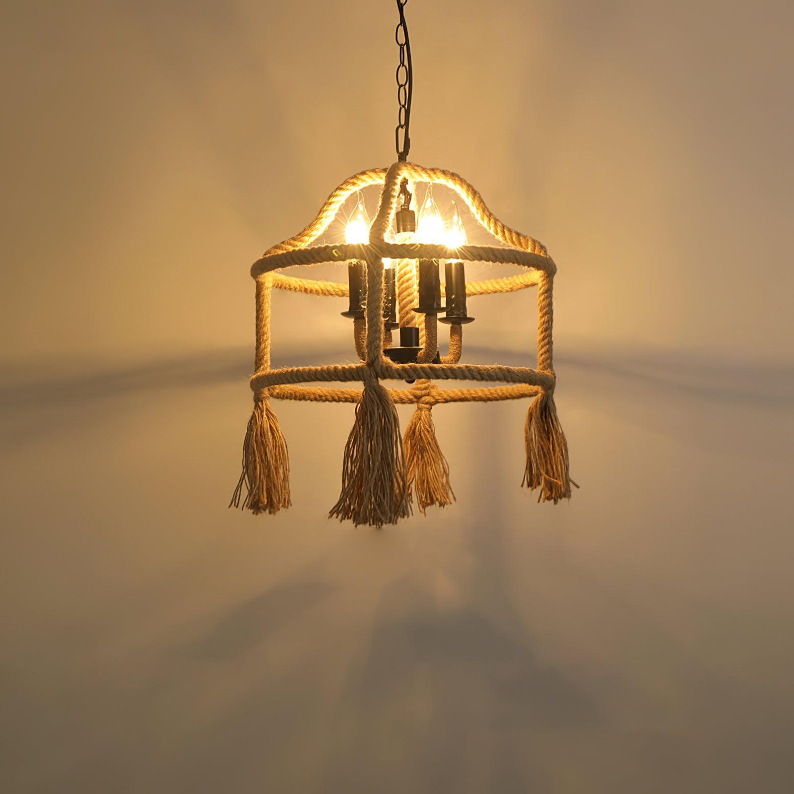 Yavmis Retro Hemp Rope Exquisite Pendant Light-Neutral Decor