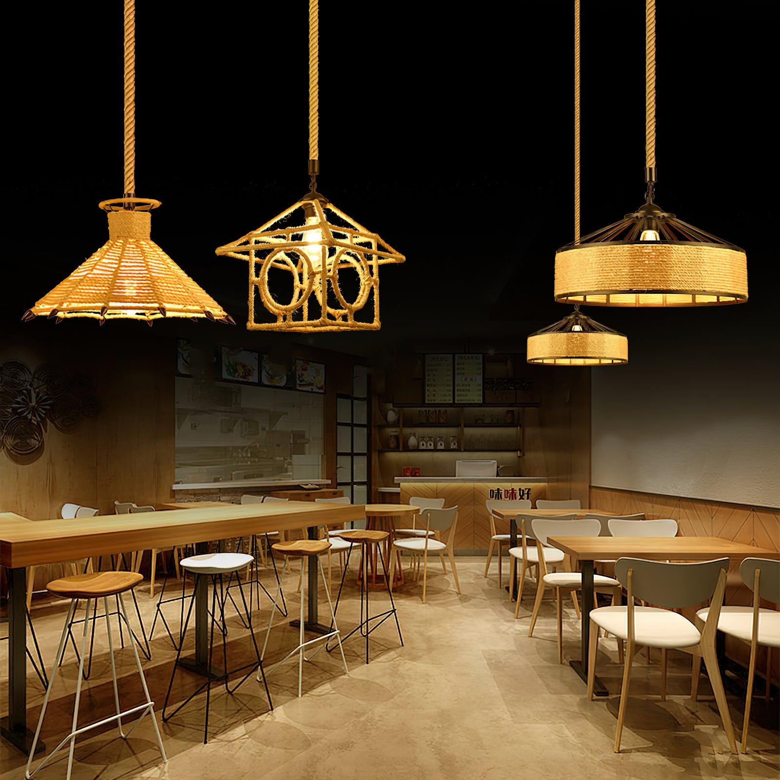 Yavmis Retro Hemp Rope Exquisite Pendant Light-Neutral Decor