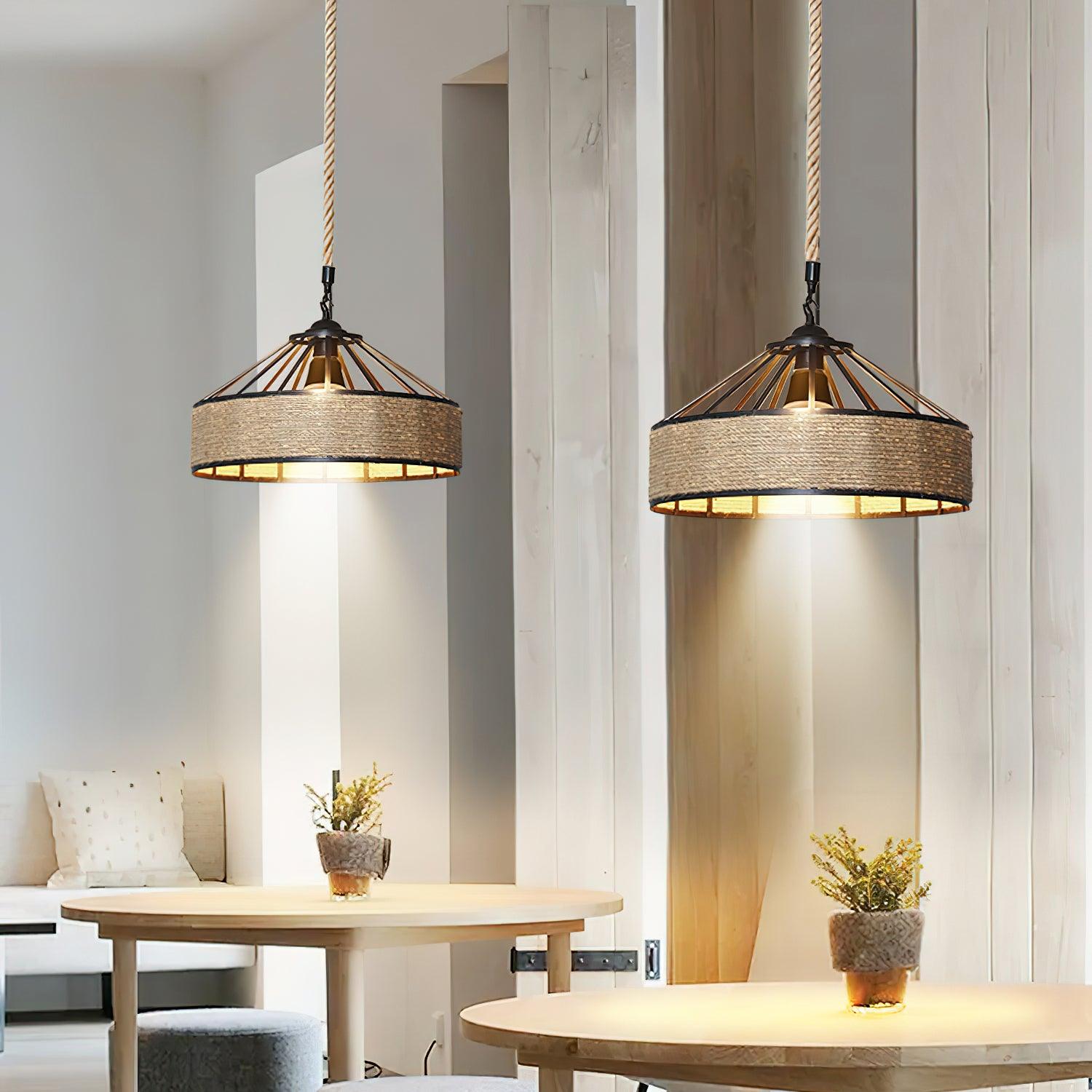 Yavmis Retro Hemp Rope Exquisite Pendant Light-Neutral Decor