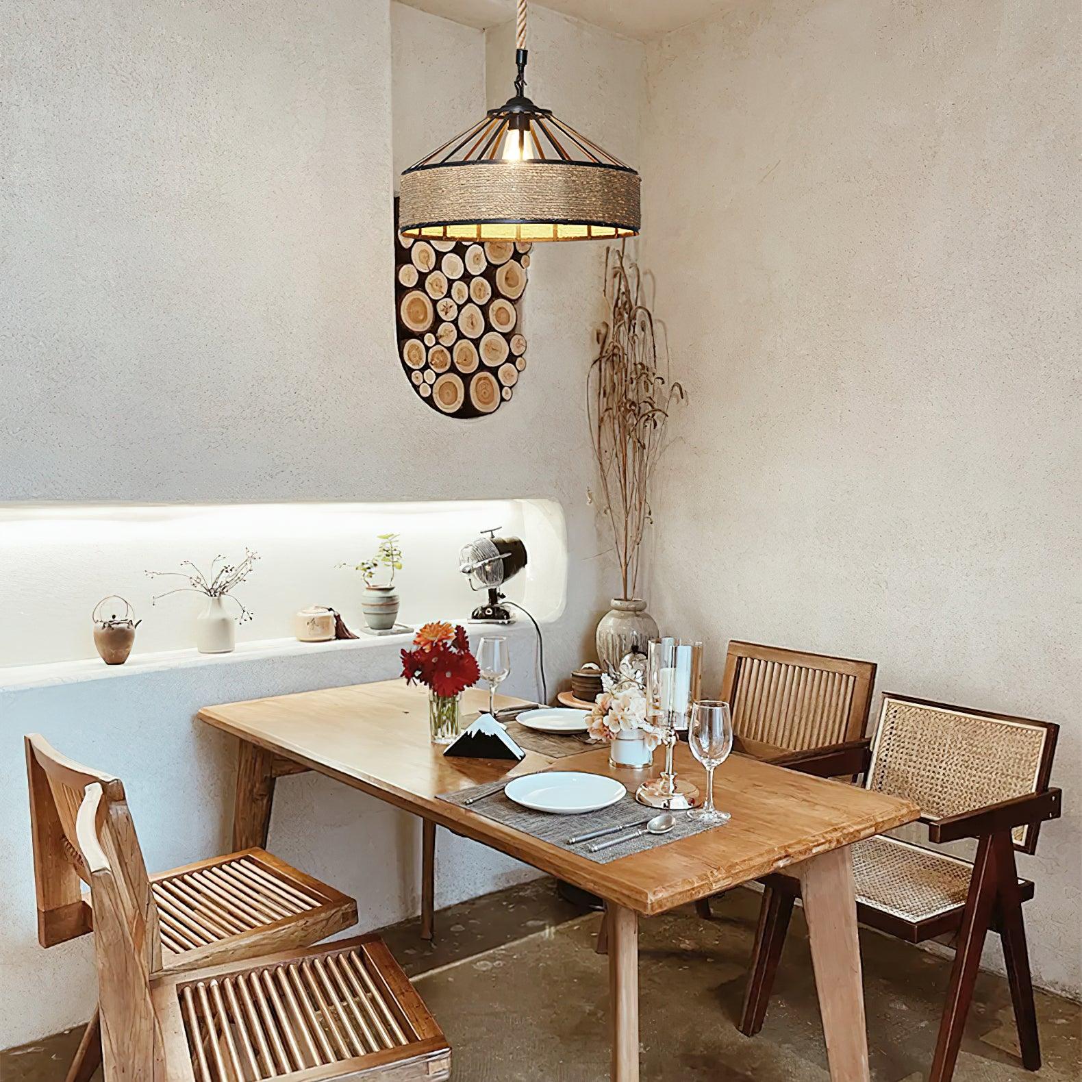Yavmis Retro Hemp Rope Exquisite Pendant Light-Neutral Decor