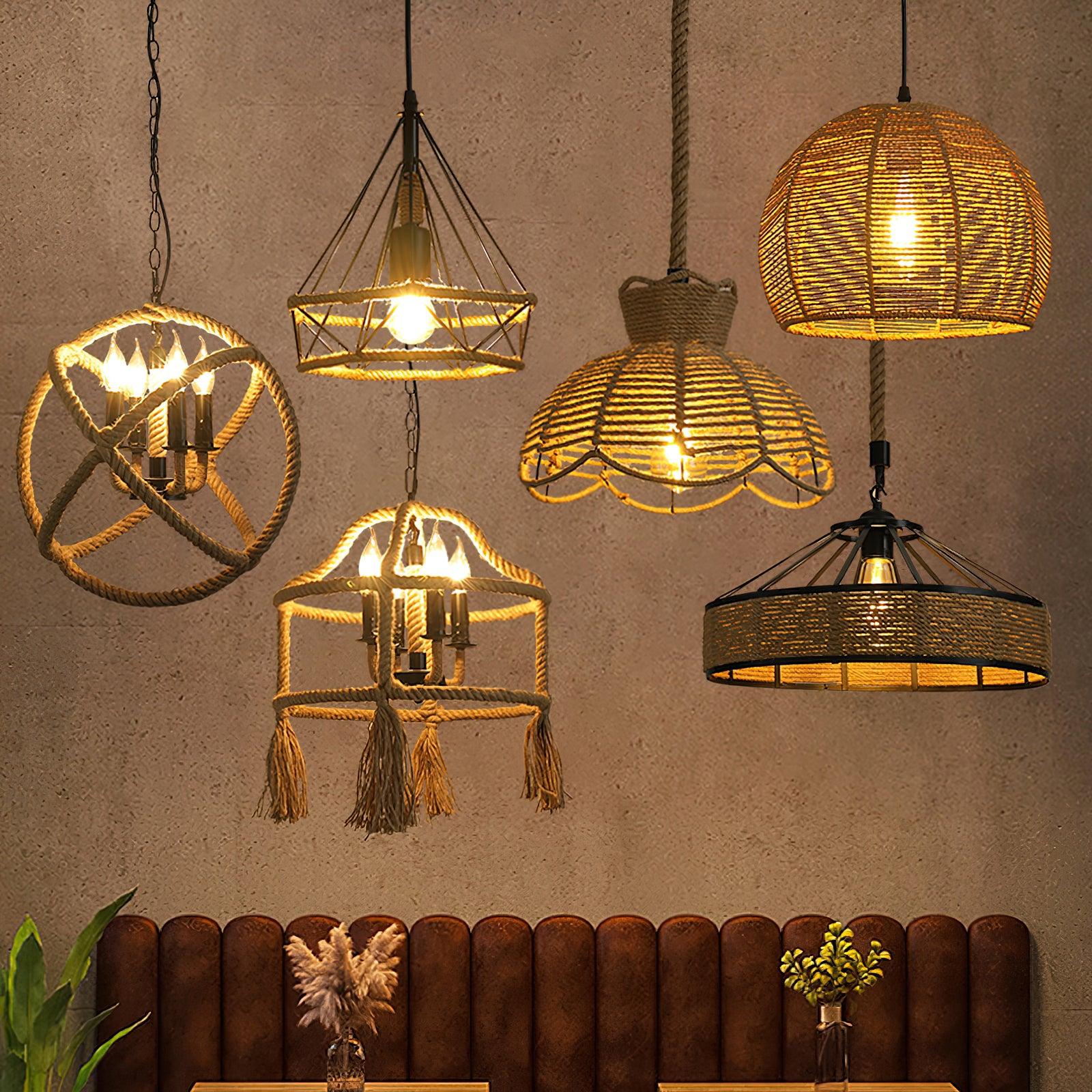Yavmis Retro Hemp Rope Exquisite Pendant Light-Neutral Decor